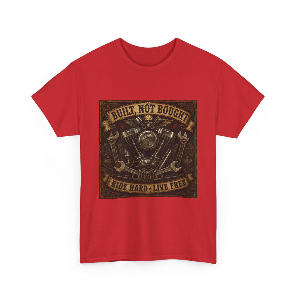 Built Not Bought Motorcycle Tee — Vintage 'Ride Hard, Live Free' Biker Shirt