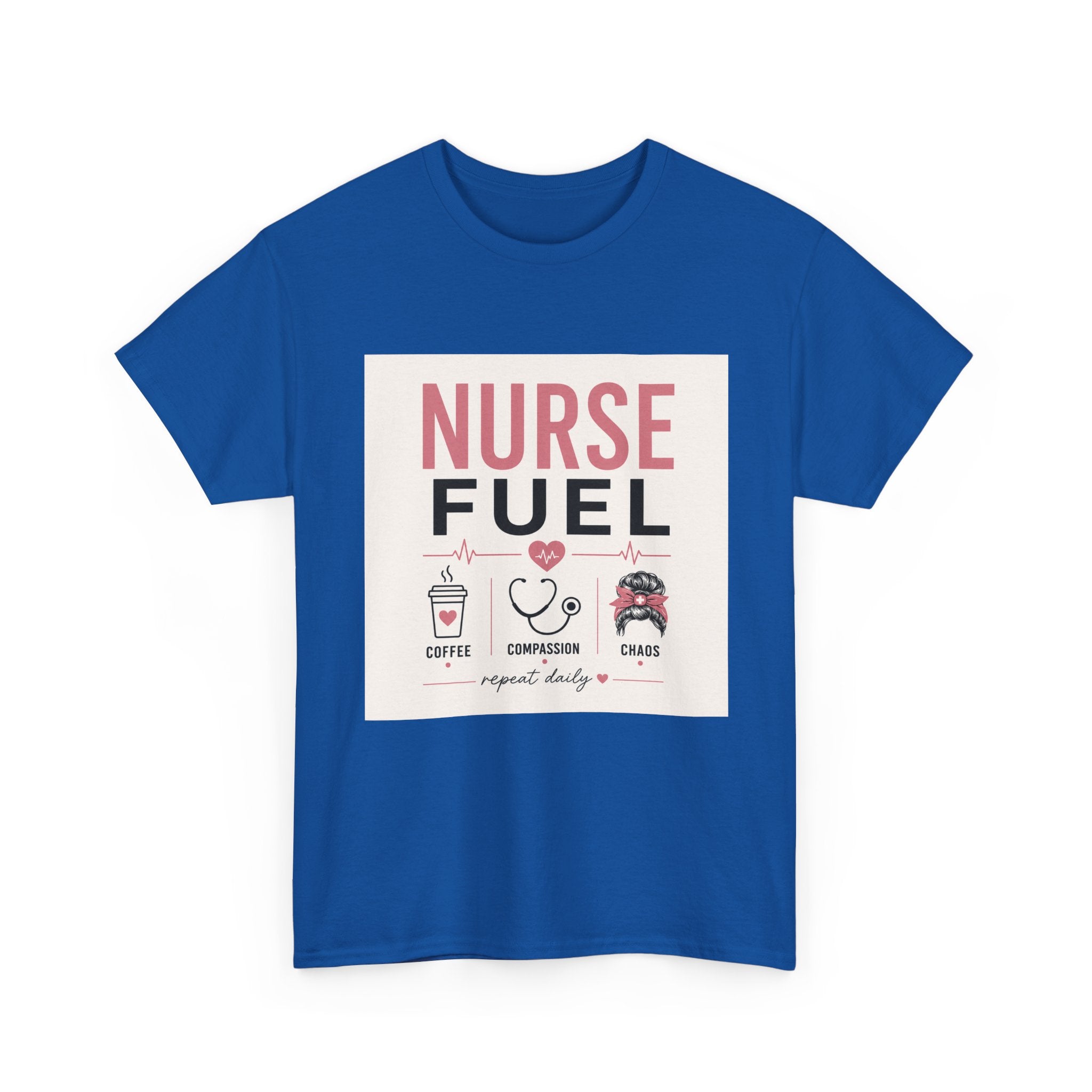 Nurse Fuel T-Shirt — Coffee, Stethoscope & Chaos Graphic Tee for Nurses