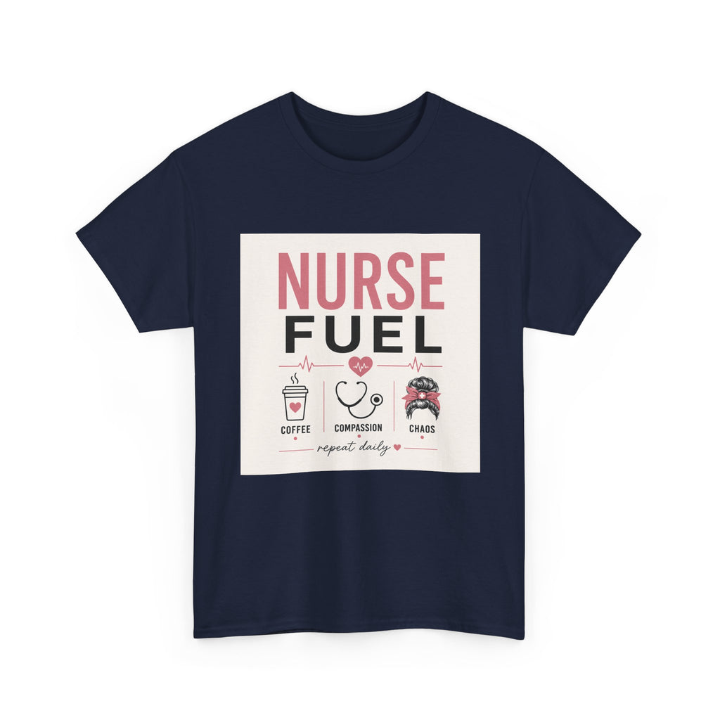 Nurse Fuel T-Shirt — Coffee, Stethoscope & Chaos Graphic Tee for Nurses