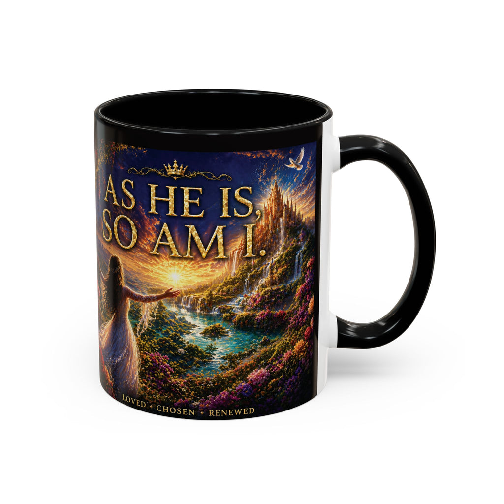 Christian Inspirational Coffee Mug — "As He Is, So Am I" Accent Mug (11/15oz)