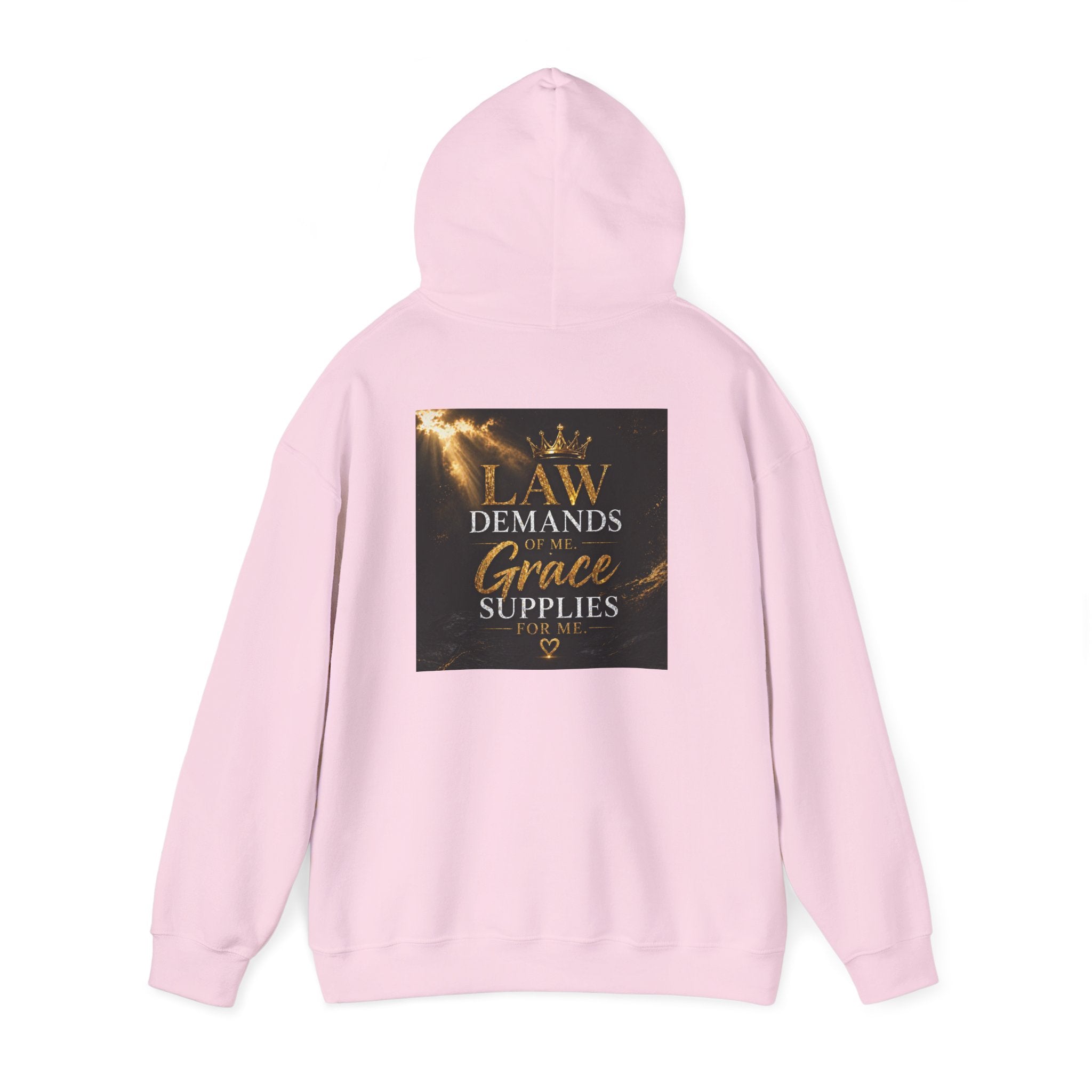 Hoodie — "Law Demands, Grace Supplies" Inspirational Christian Pullover