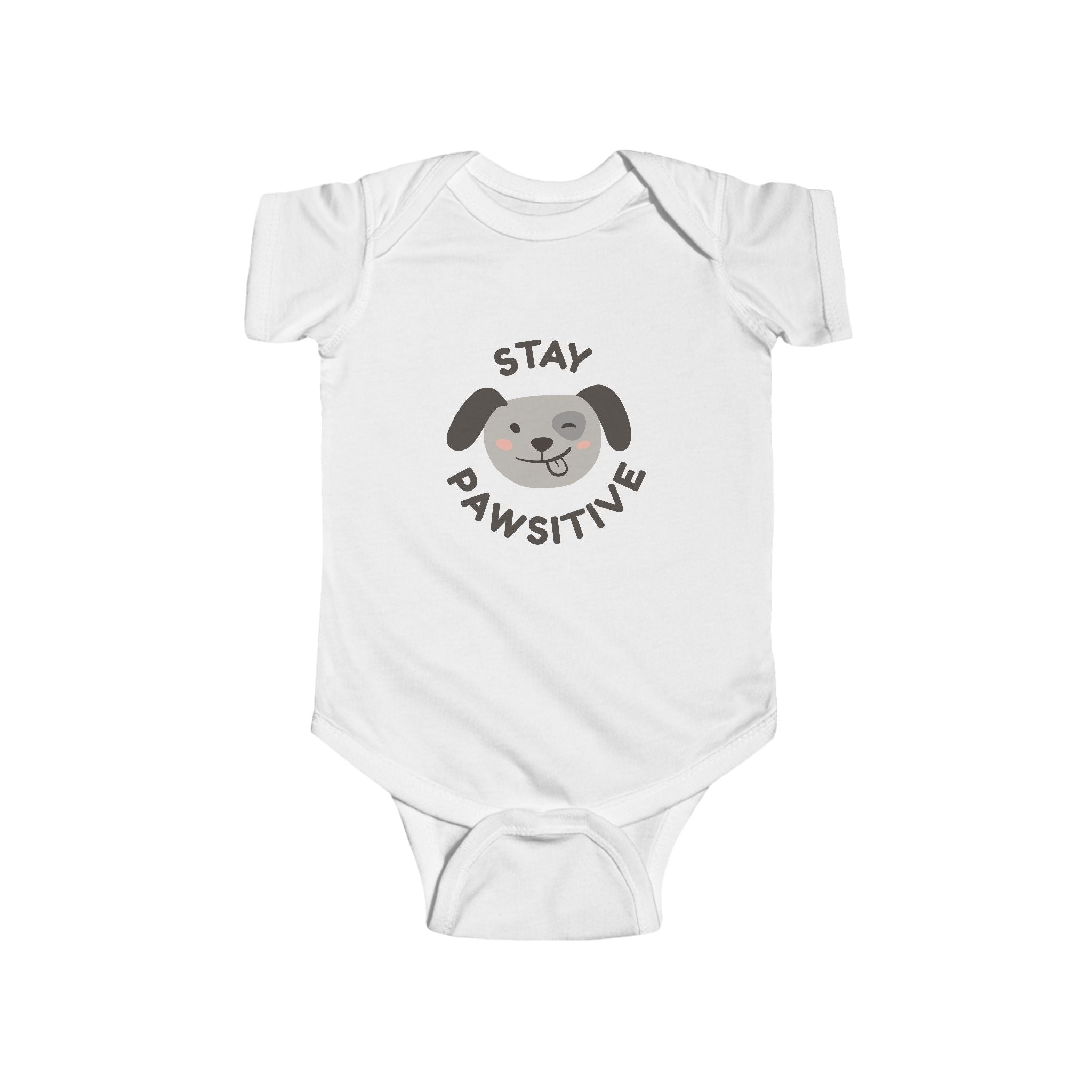 Stay Pawsitive Baby Bodysuit – Cute Puppy Infant Onesie