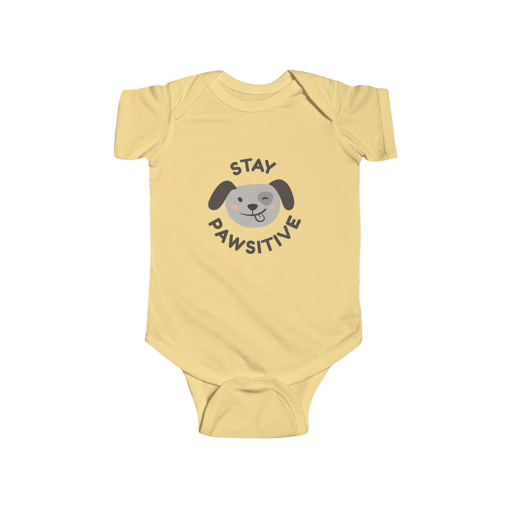 Stay Pawsitive Baby Bodysuit – Cute Puppy Infant Onesie