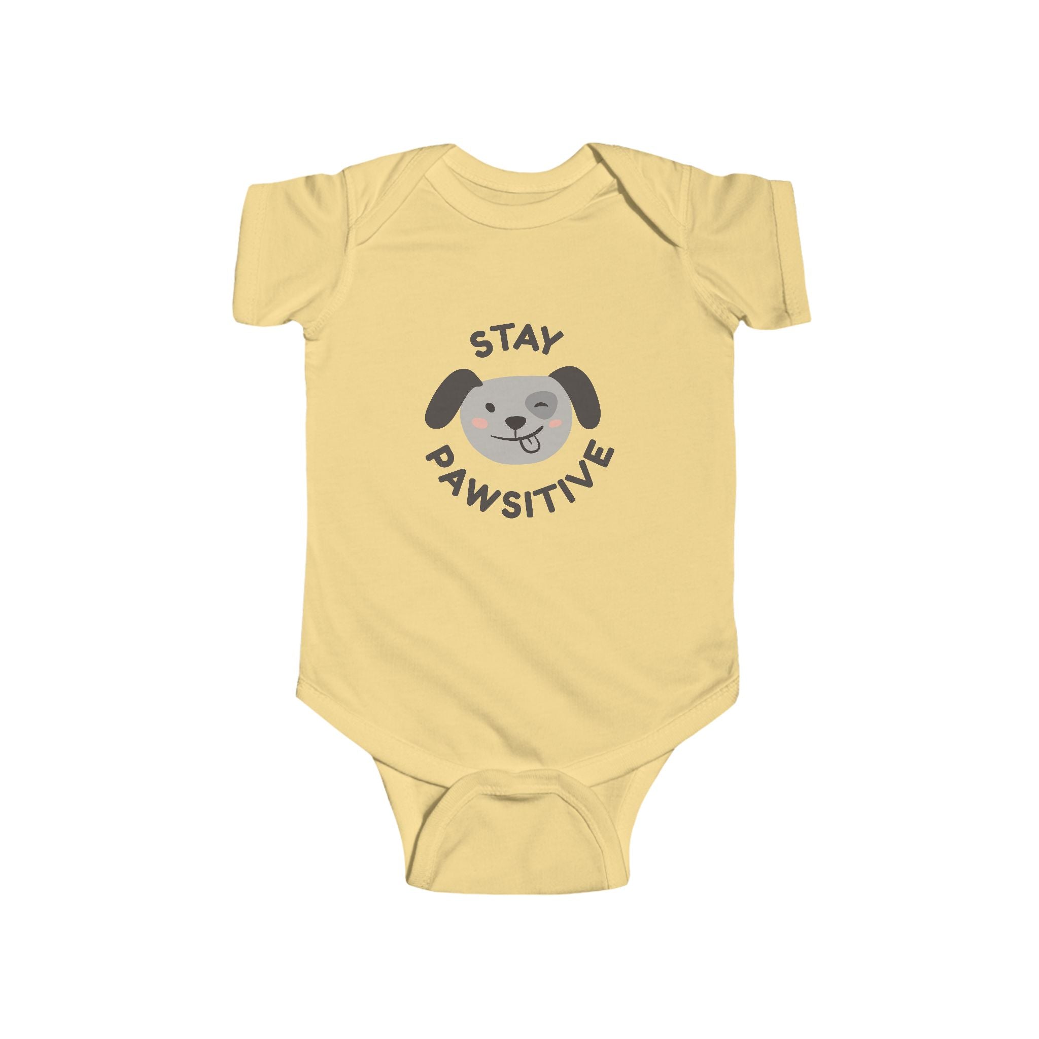 Stay Pawsitive Baby Bodysuit – Cute Puppy Infant Onesie