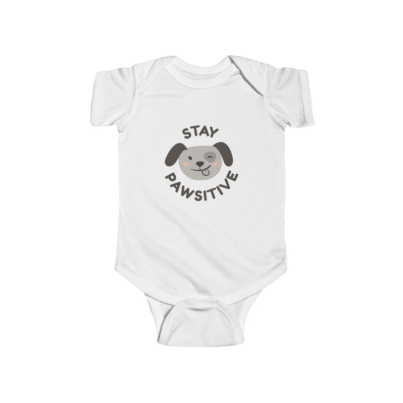 Stay Pawsitive Baby Bodysuit – Cute Puppy Infant Onesie