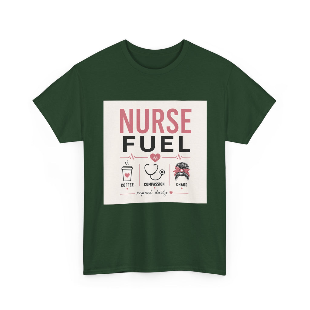 Nurse Fuel T-Shirt — Coffee, Stethoscope & Chaos Graphic Tee for Nurses