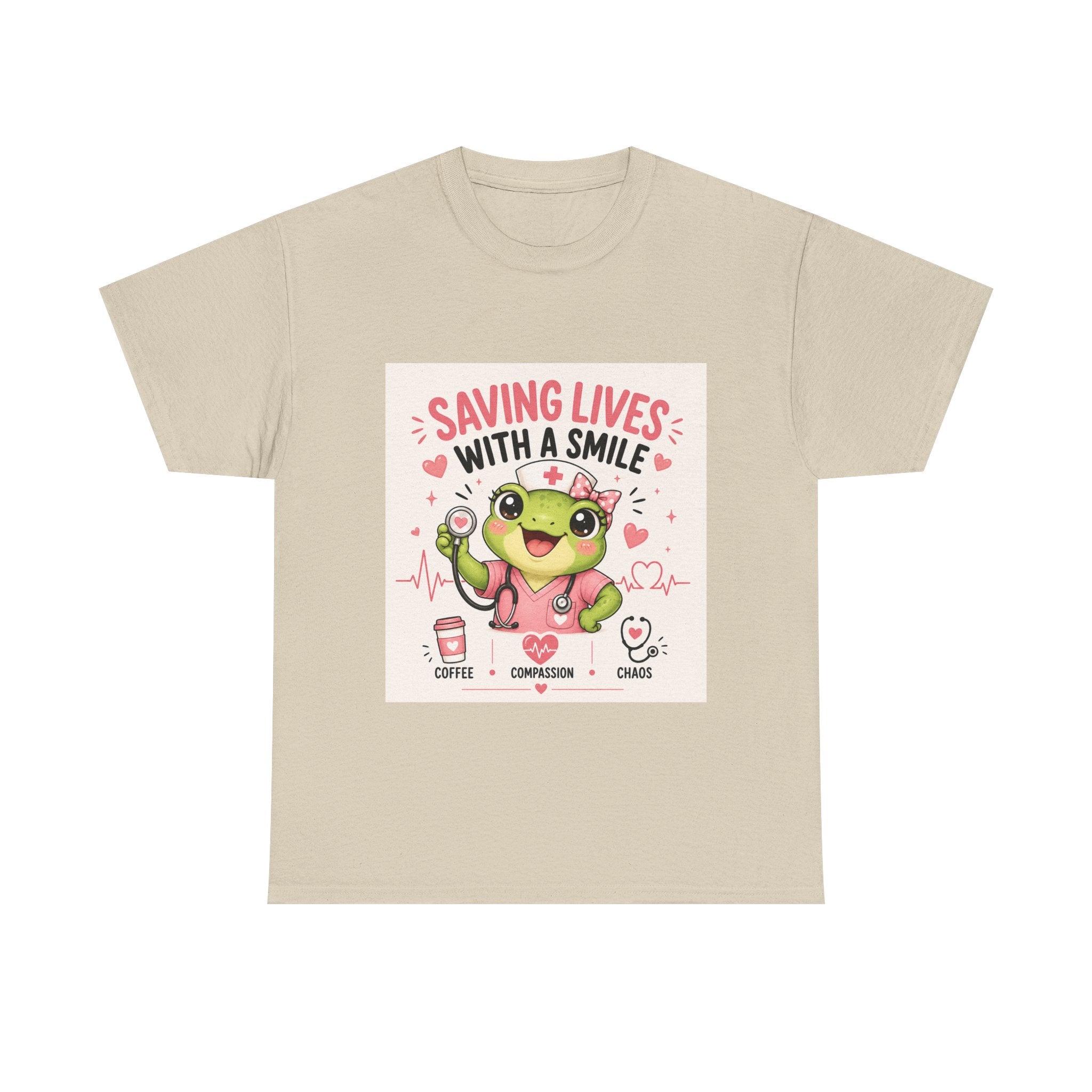 Saving Lives With a Smile Nurse T-Shirt — Cute Frog EMT Medical Tee
