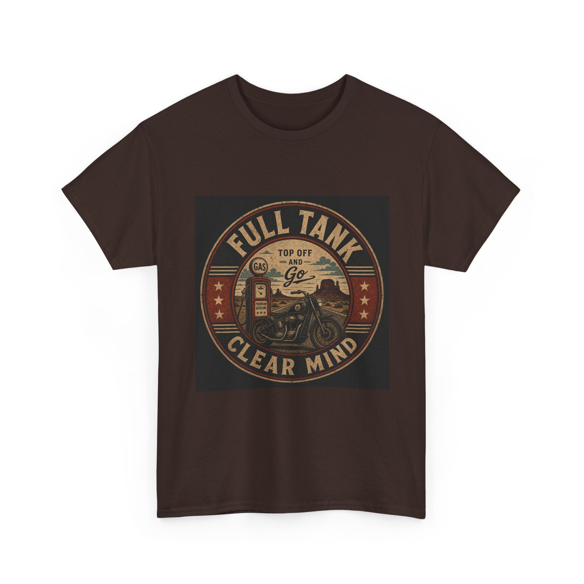 Motorcycle Tee — "Full Tank Clear Mind" Vintage Biker T-Shirt