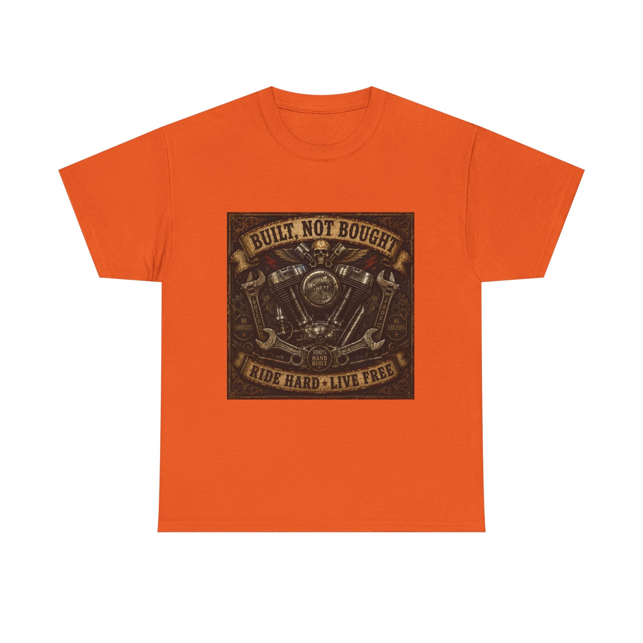 Built Not Bought Motorcycle Tee — Vintage 'Ride Hard, Live Free' Biker Shirt