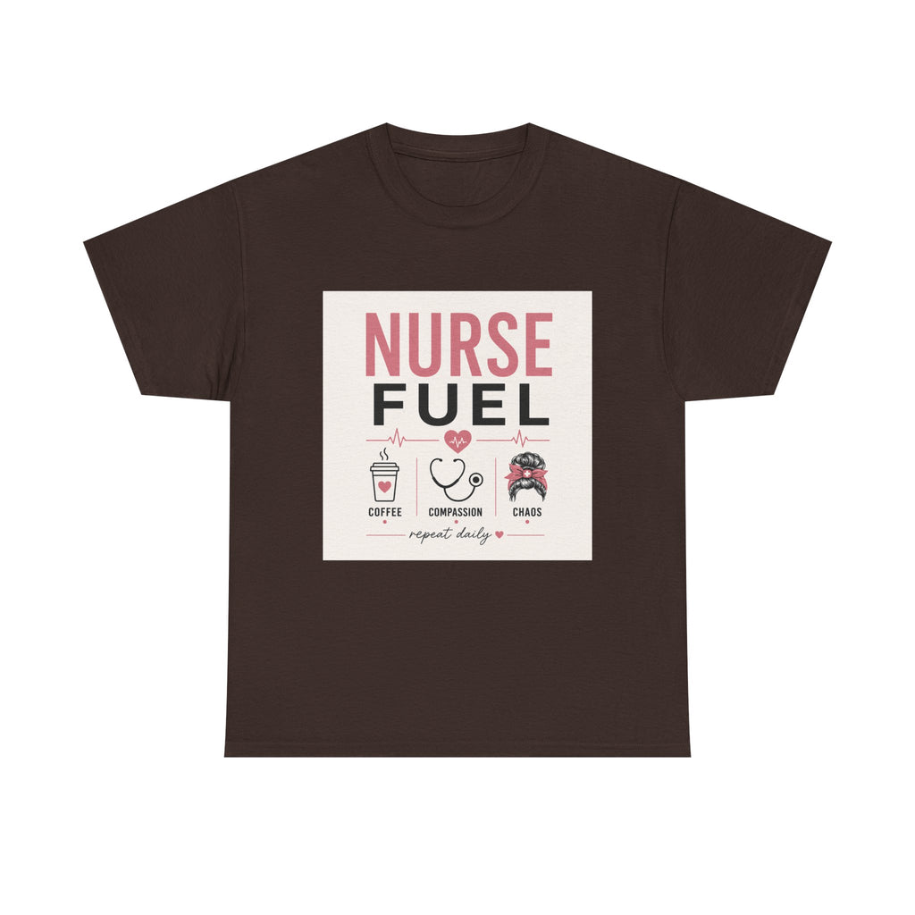 Nurse Fuel T-Shirt — Coffee, Stethoscope & Chaos Graphic Tee for Nurses