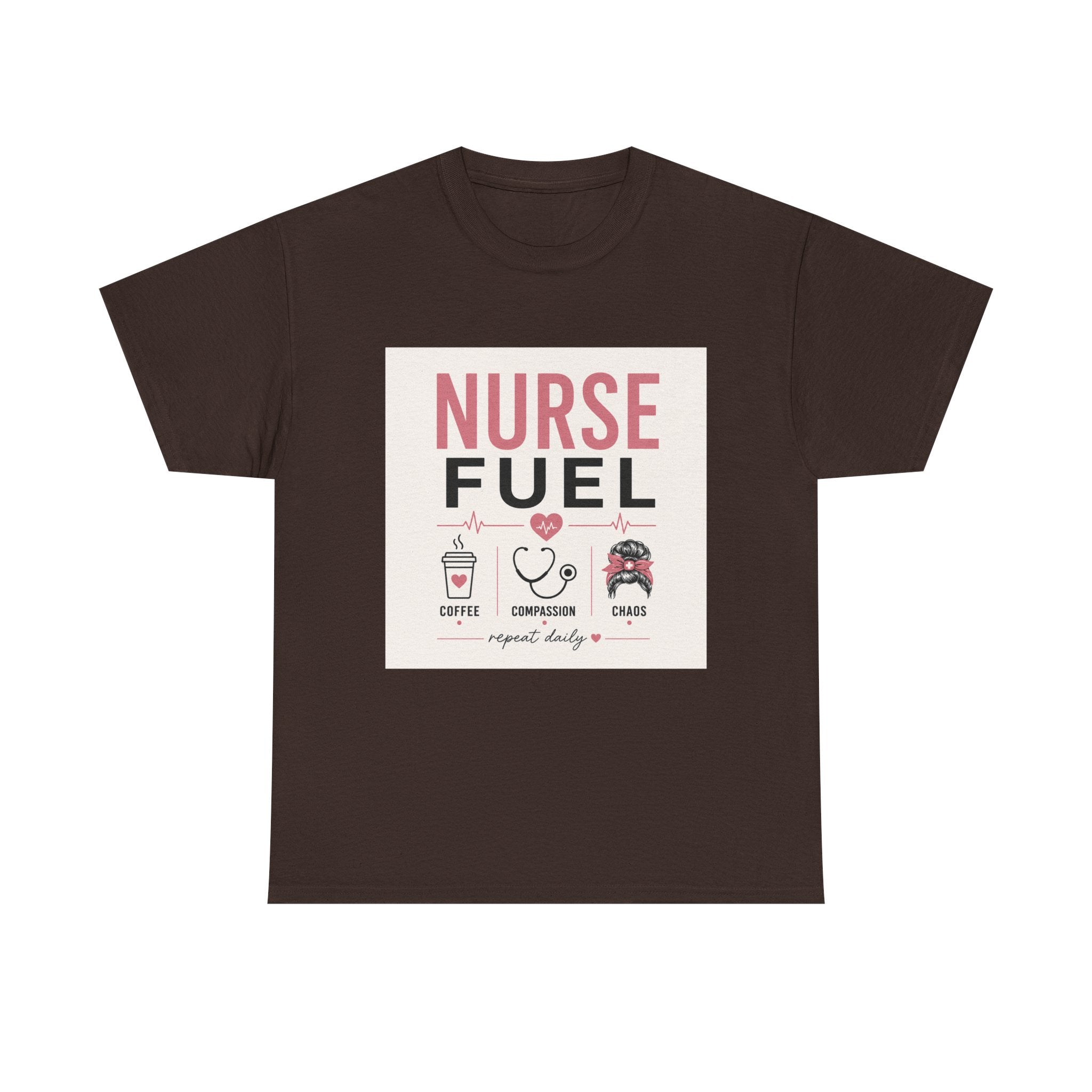Nurse Fuel T-Shirt — Coffee, Stethoscope & Chaos Graphic Tee for Nurses