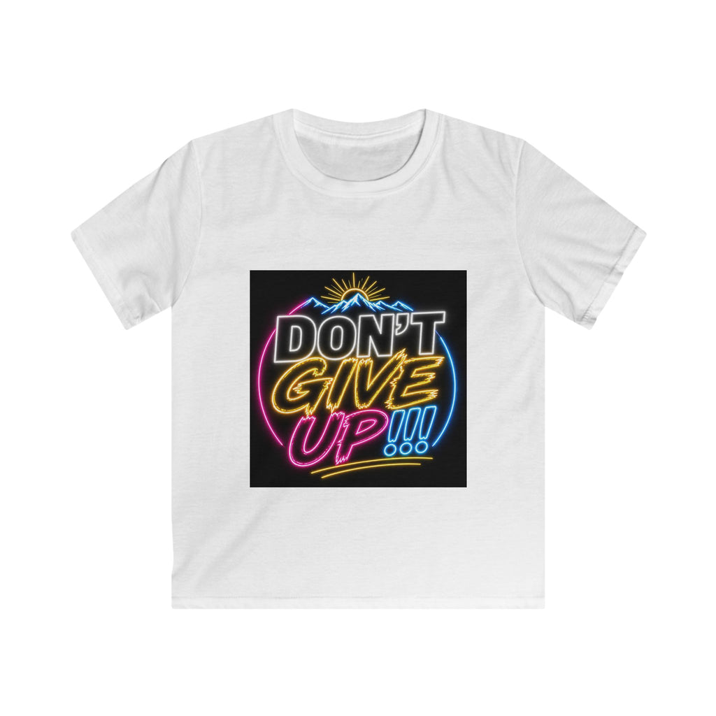 Kids Tee — "Don't Give Up" Neon Motivational Shirt