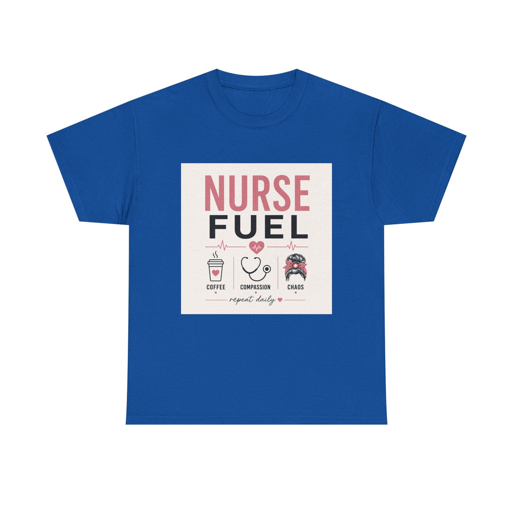 Nurse Fuel T-Shirt — Coffee, Stethoscope & Chaos Graphic Tee for Nurses