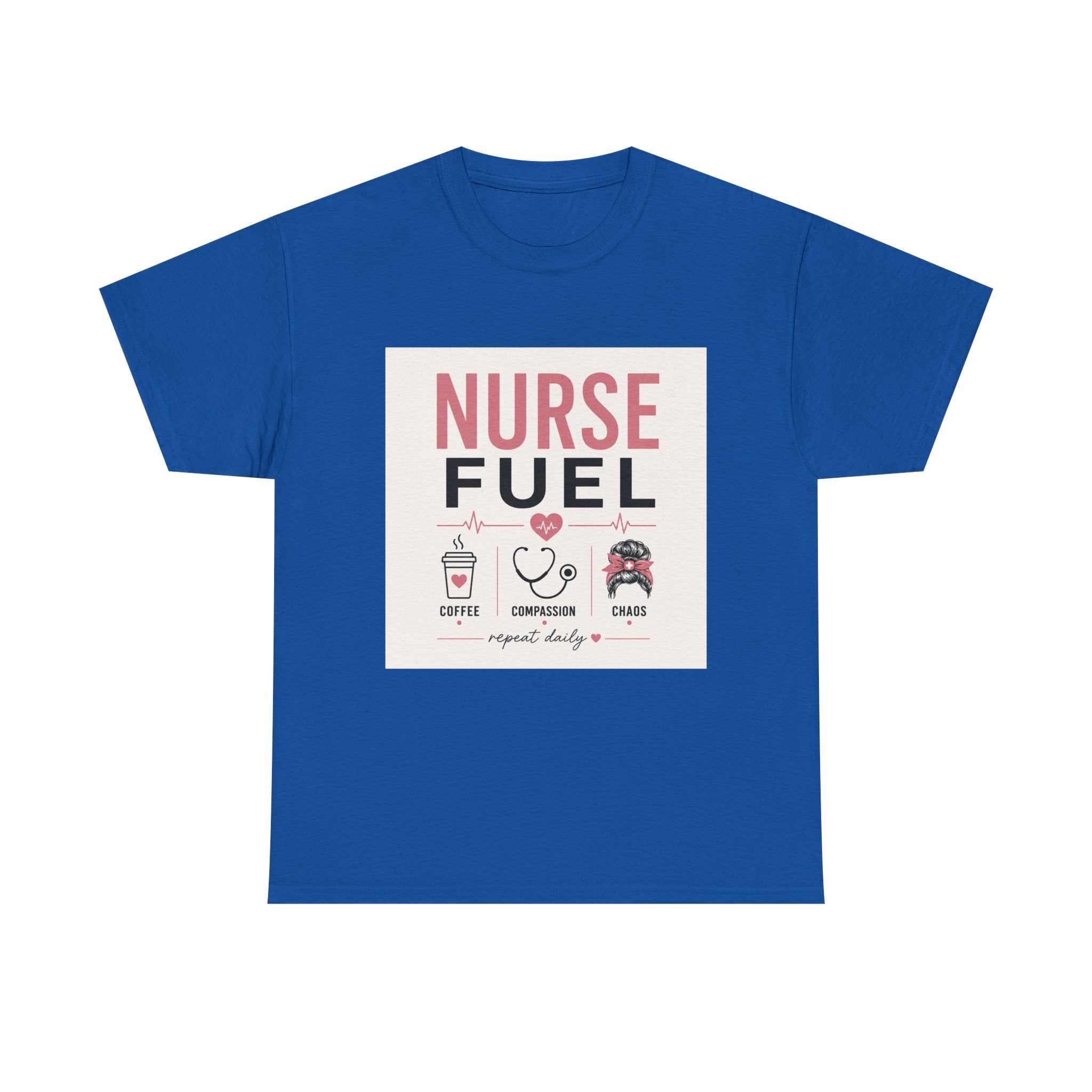 Nurse Fuel T-Shirt — Coffee, Stethoscope & Chaos Graphic Tee for Nurses