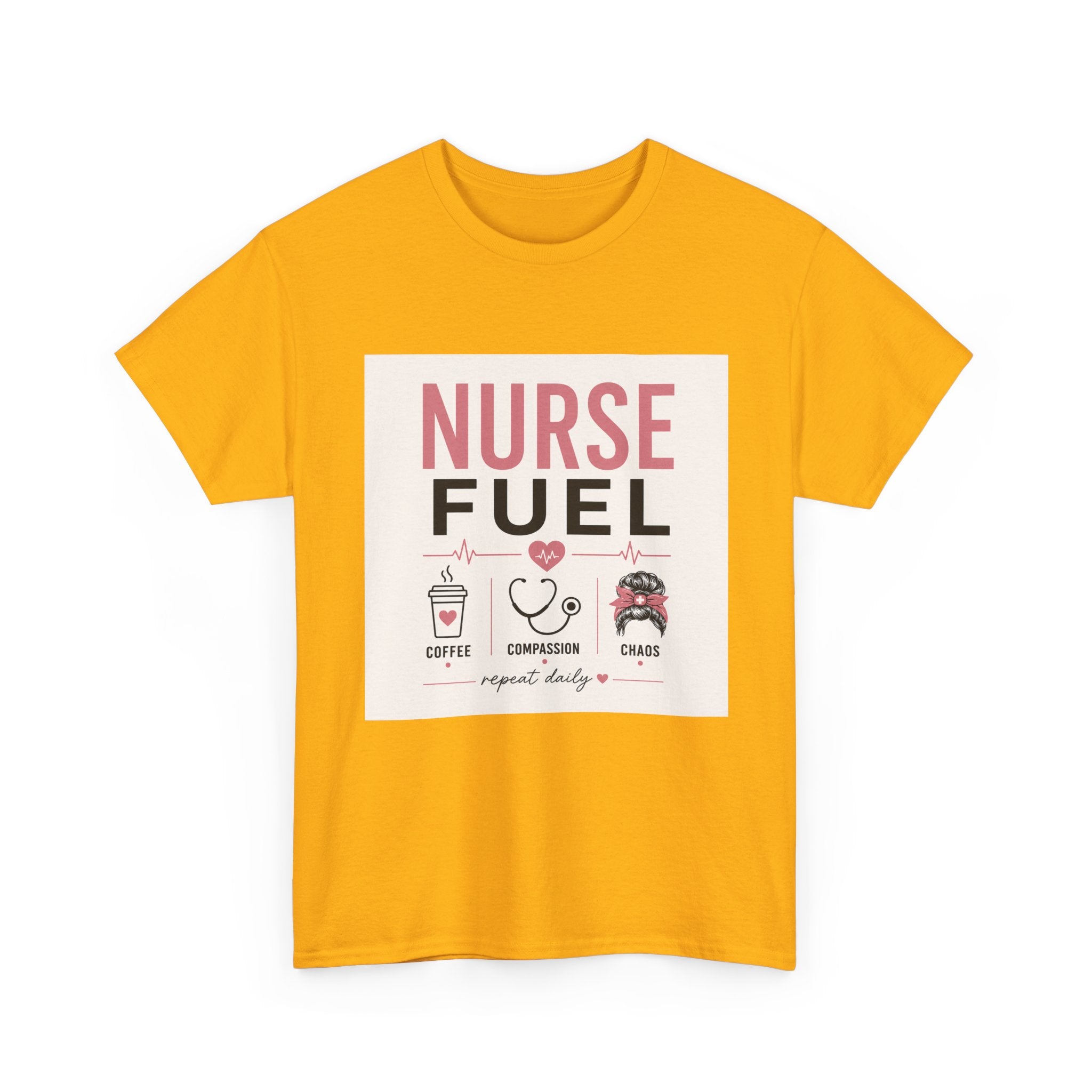 Nurse Fuel T-Shirt — Coffee, Stethoscope & Chaos Graphic Tee for Nurses