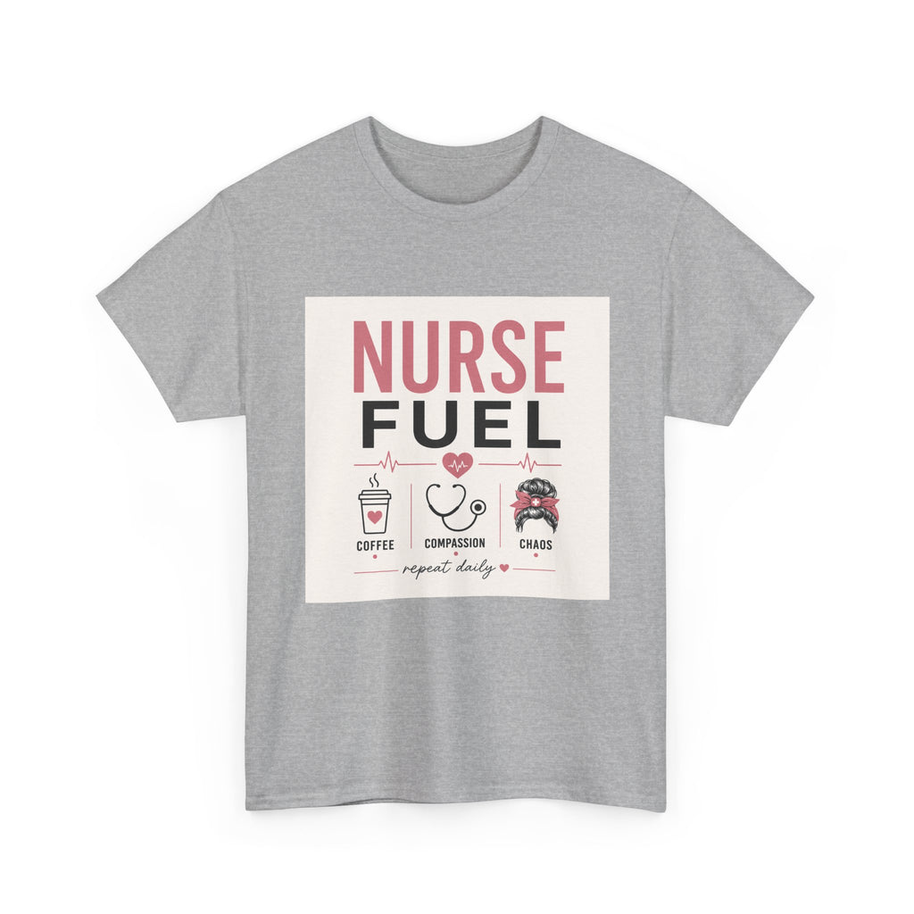 Nurse Fuel T-Shirt — Coffee, Stethoscope & Chaos Graphic Tee for Nurses