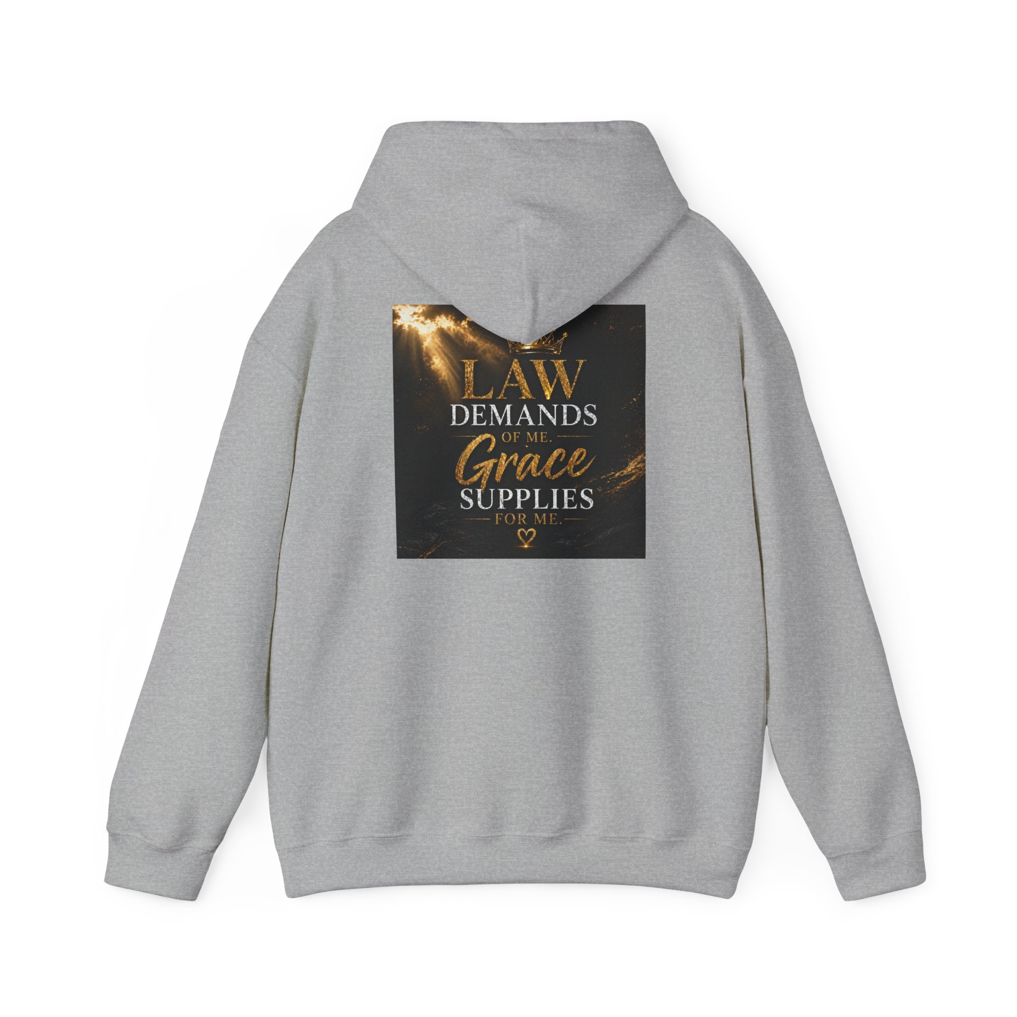 Hoodie — "Law Demands, Grace Supplies" Inspirational Christian Pullover
