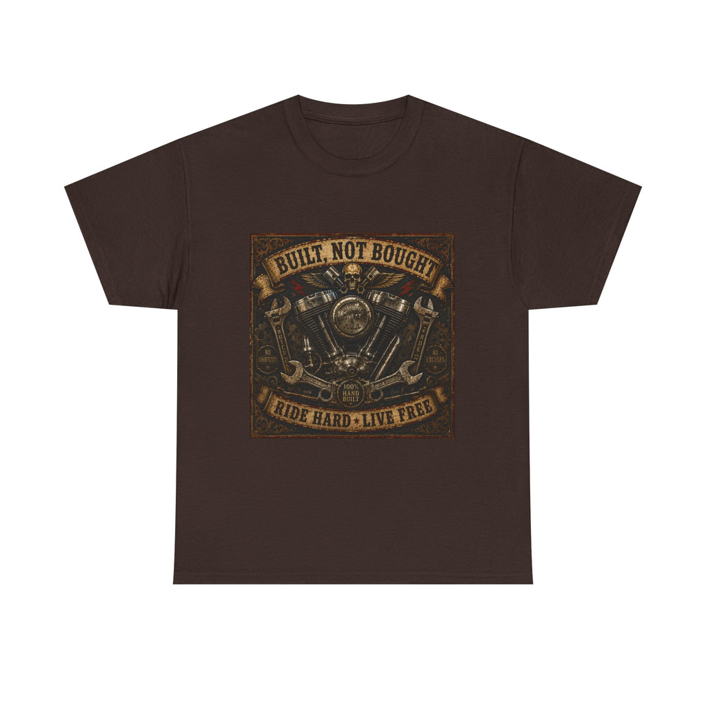 Built Not Bought Motorcycle Tee — Vintage 'Ride Hard, Live Free' Biker Shirt