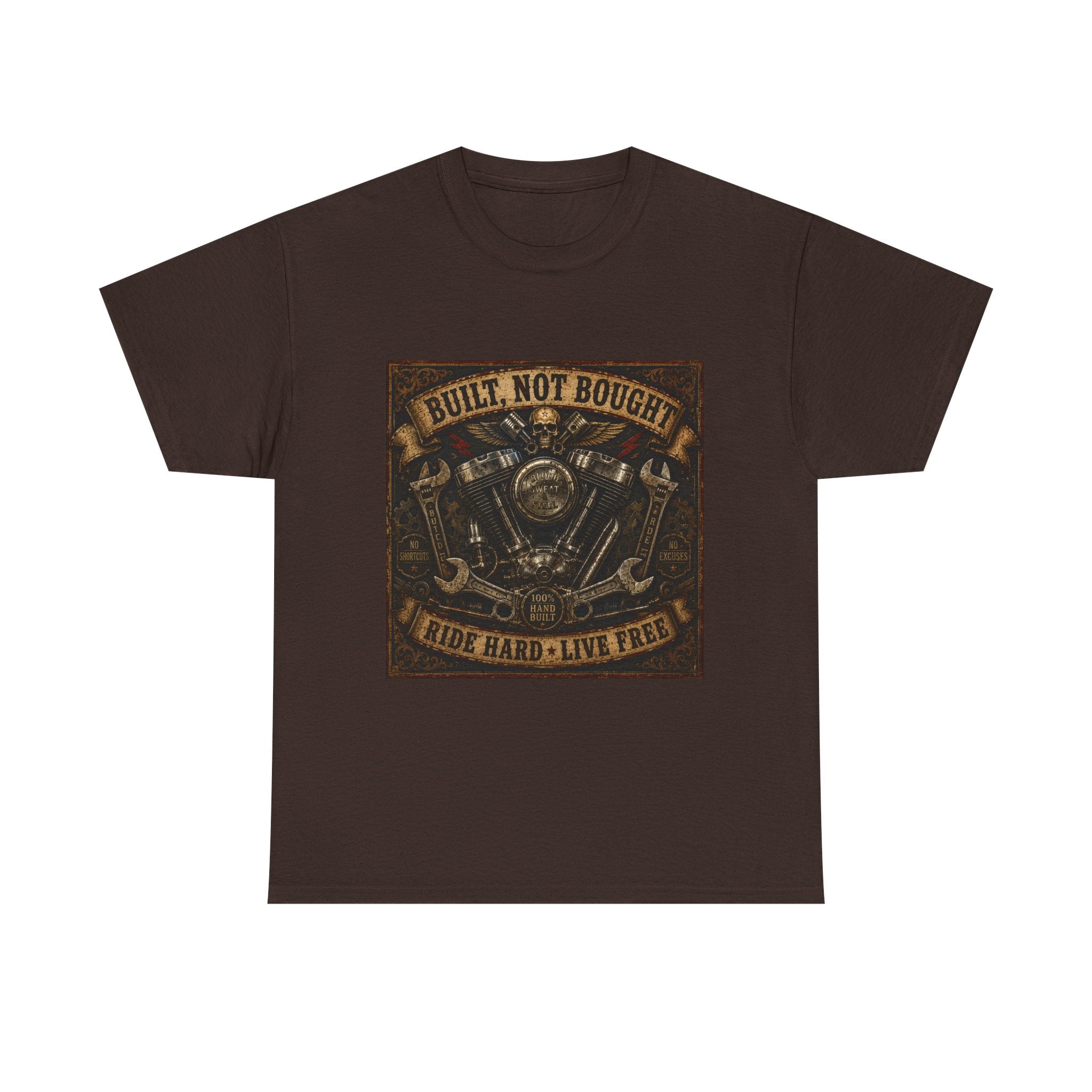 Built Not Bought Motorcycle Tee — Vintage 'Ride Hard, Live Free' Biker Shirt