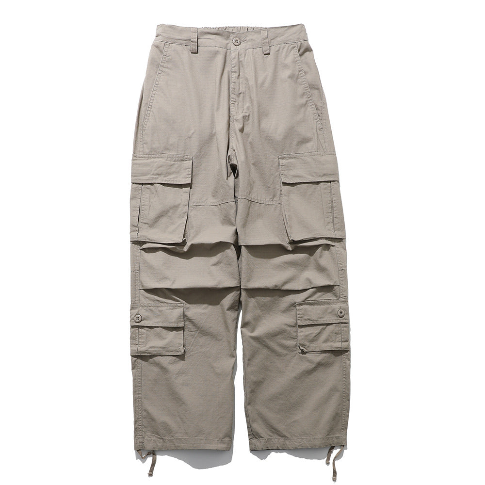Men's Drawstring Cargo Pants with Multiple Pockets