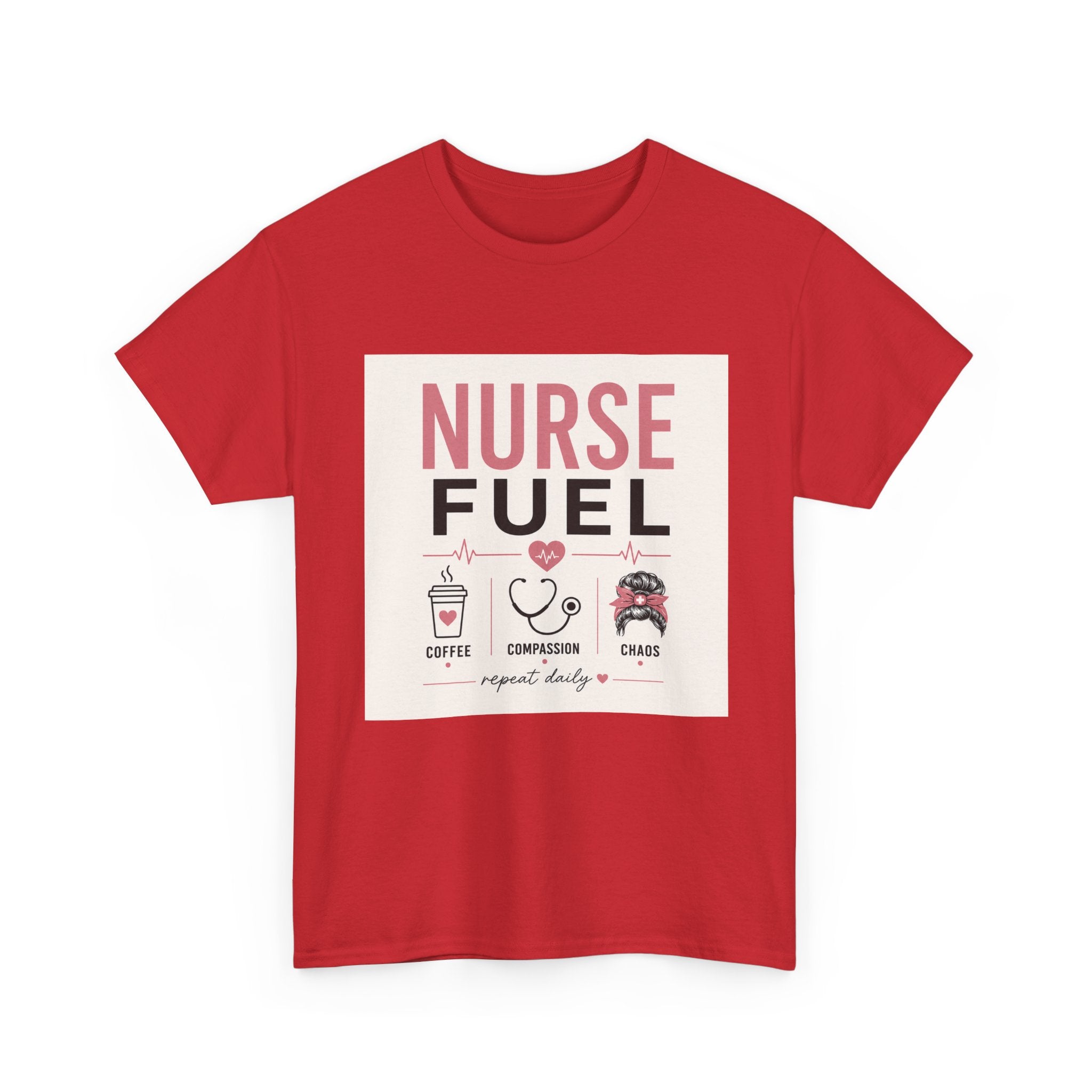 Nurse Fuel T-Shirt — Coffee, Stethoscope & Chaos Graphic Tee for Nurses