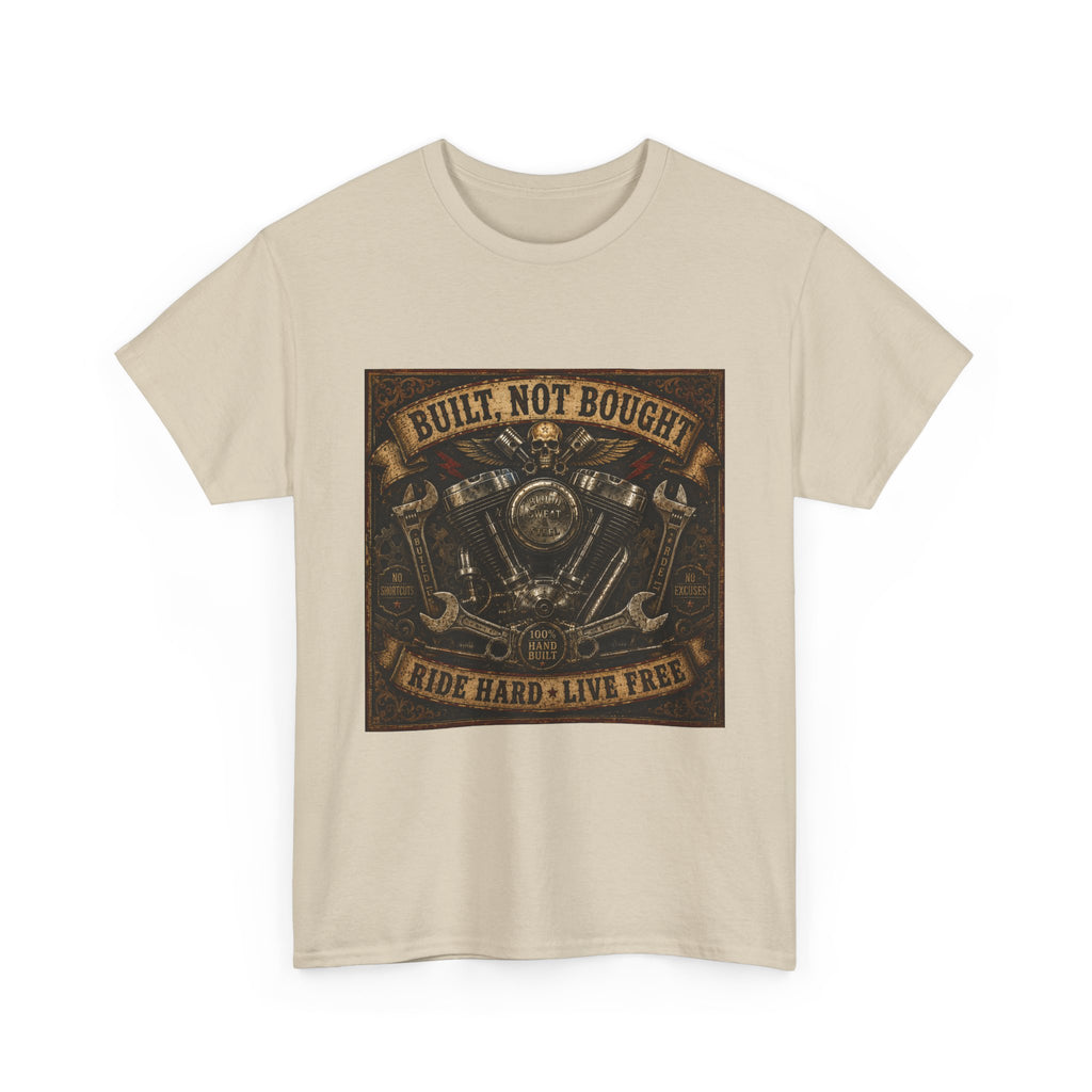 Built Not Bought Motorcycle Tee — Vintage 'Ride Hard, Live Free' Biker Shirt