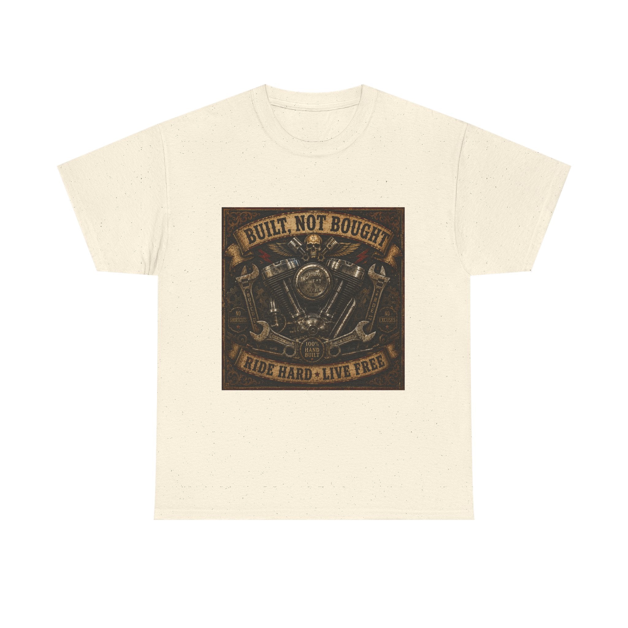 Built Not Bought Motorcycle Tee — Vintage 'Ride Hard, Live Free' Biker Shirt