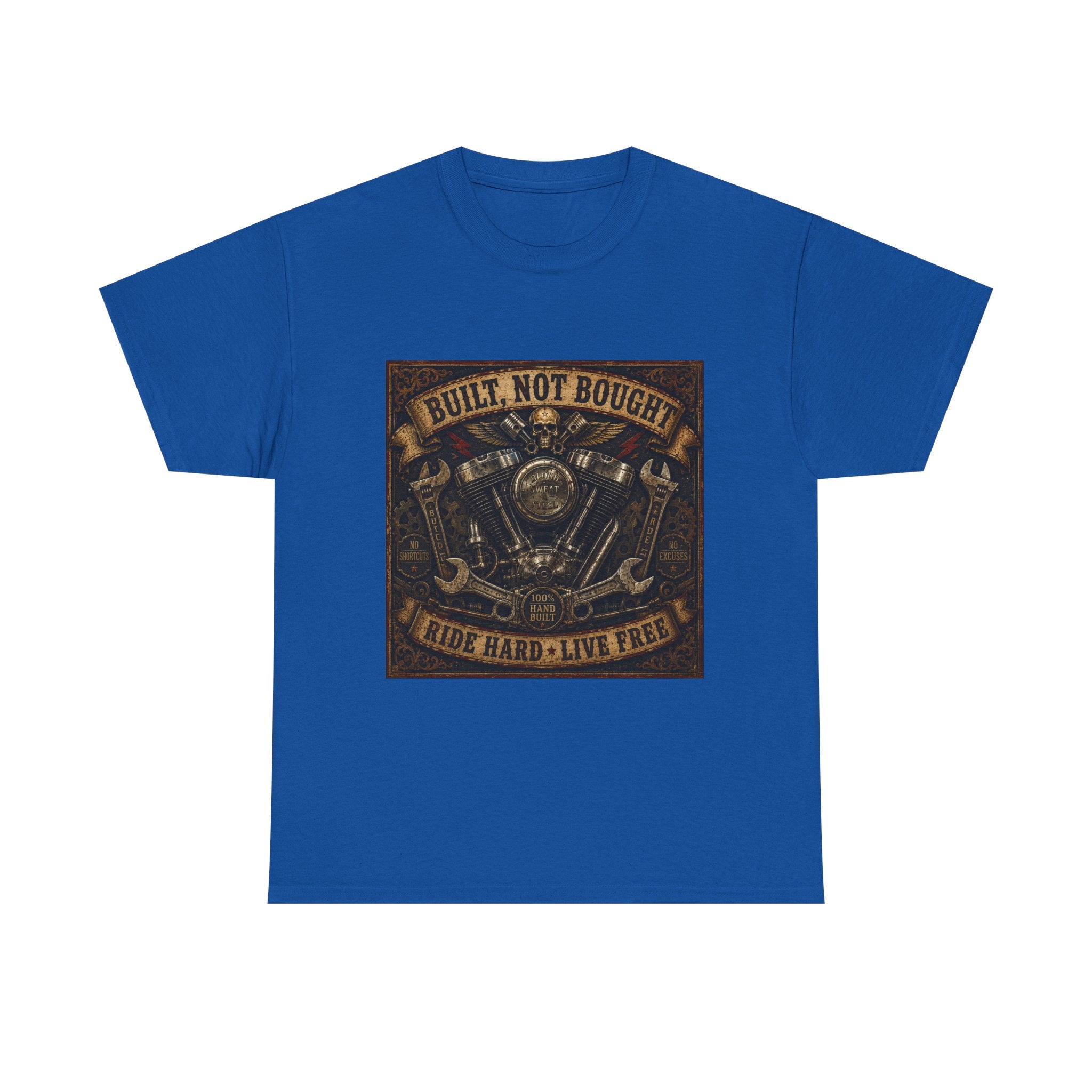 Built Not Bought Motorcycle Tee — Vintage 'Ride Hard, Live Free' Biker Shirt