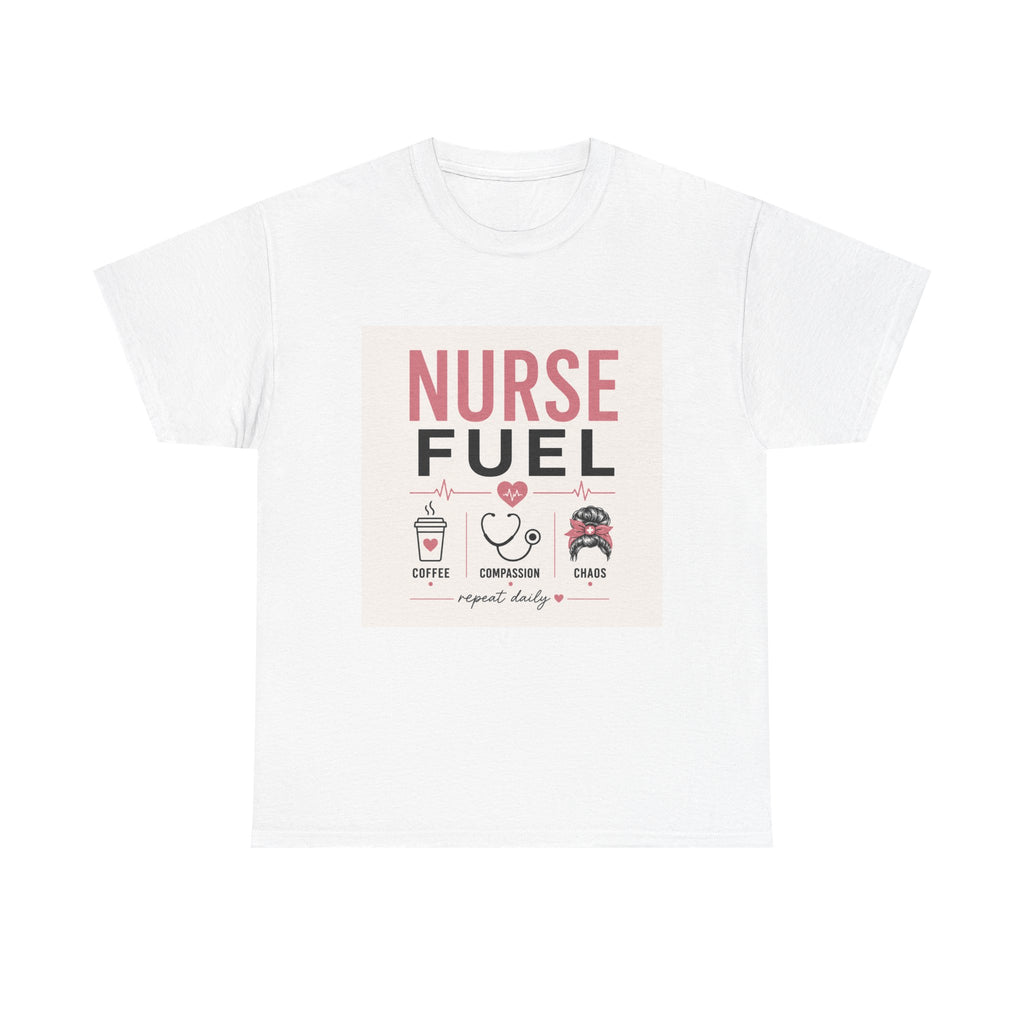 Nurse Fuel T-Shirt — Coffee, Stethoscope & Chaos Graphic Tee for Nurses