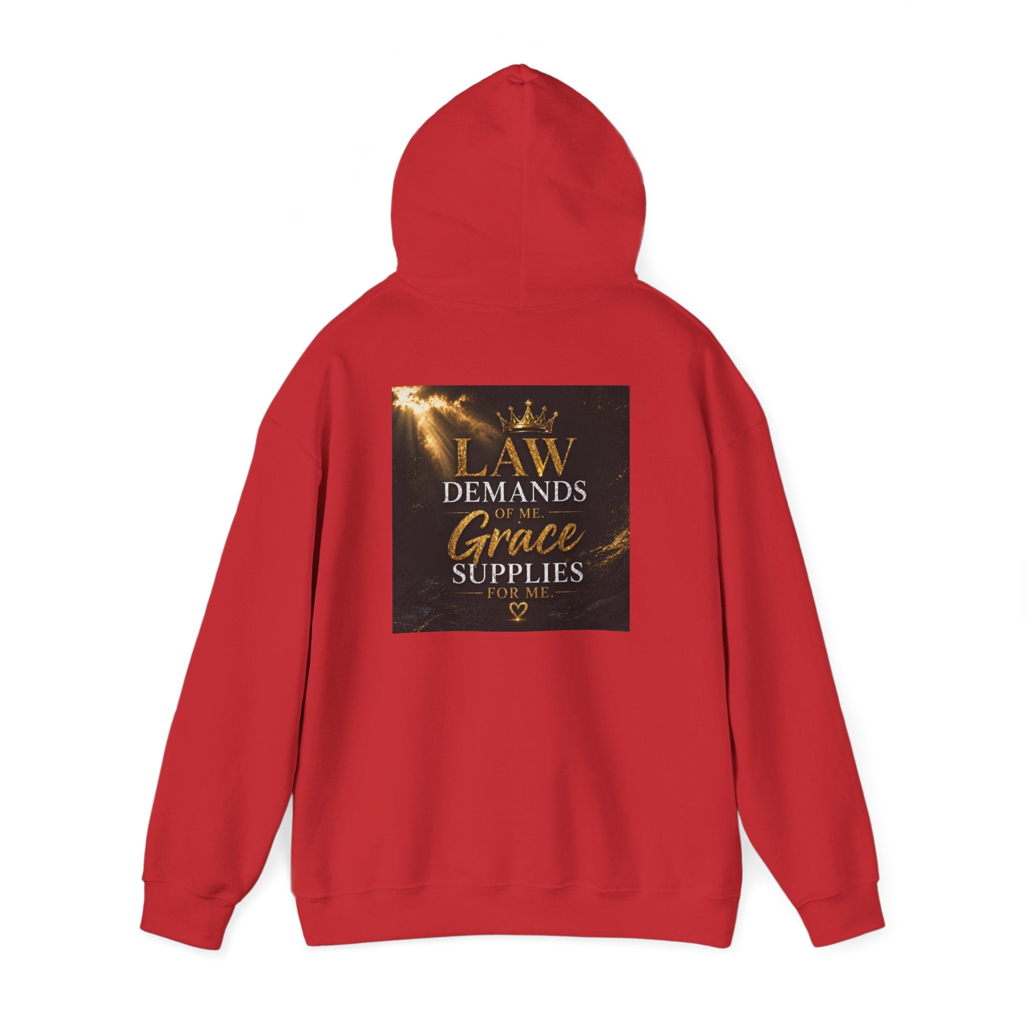 Hoodie — "Law Demands, Grace Supplies" Inspirational Christian Pullover