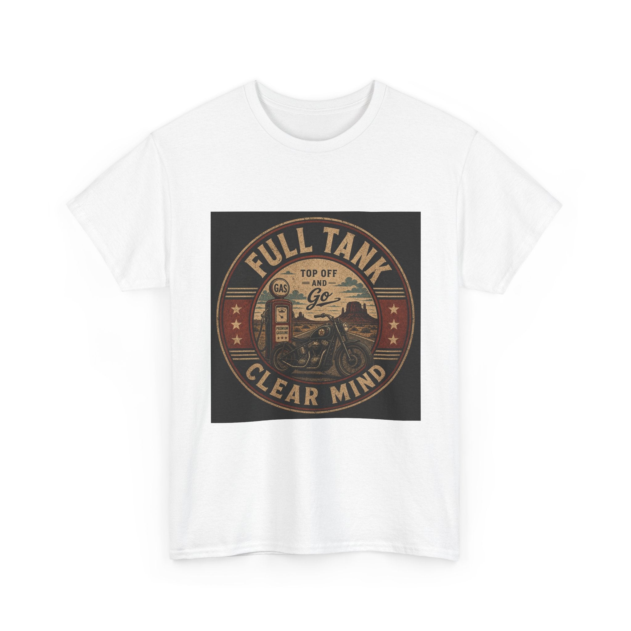 Motorcycle Tee — "Full Tank Clear Mind" Vintage Biker T-Shirt