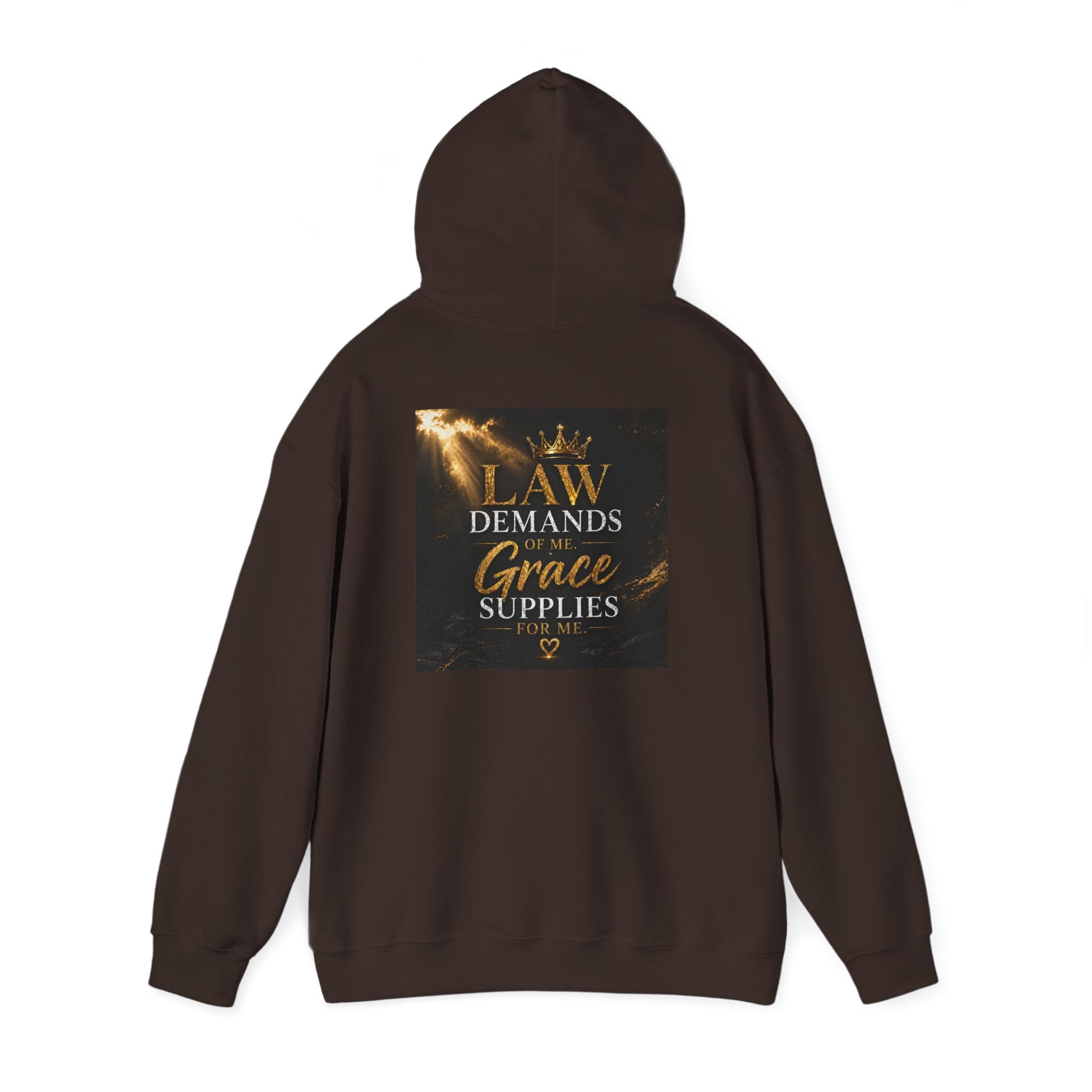 Hoodie — "Law Demands, Grace Supplies" Inspirational Christian Pullover