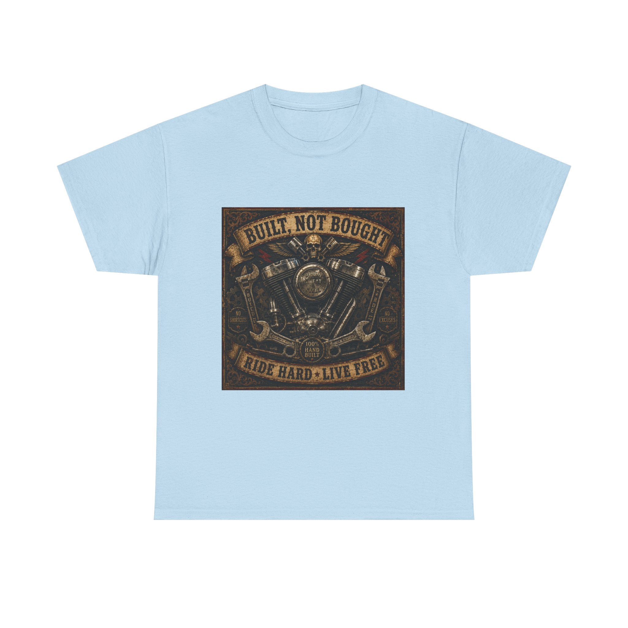 Built Not Bought Motorcycle Tee — Vintage 'Ride Hard, Live Free' Biker Shirt