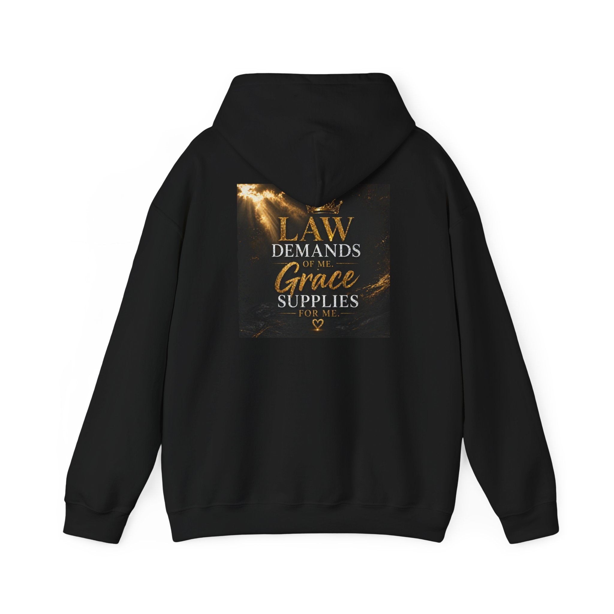 Hoodie — "Law Demands, Grace Supplies" Inspirational Christian Pullover
