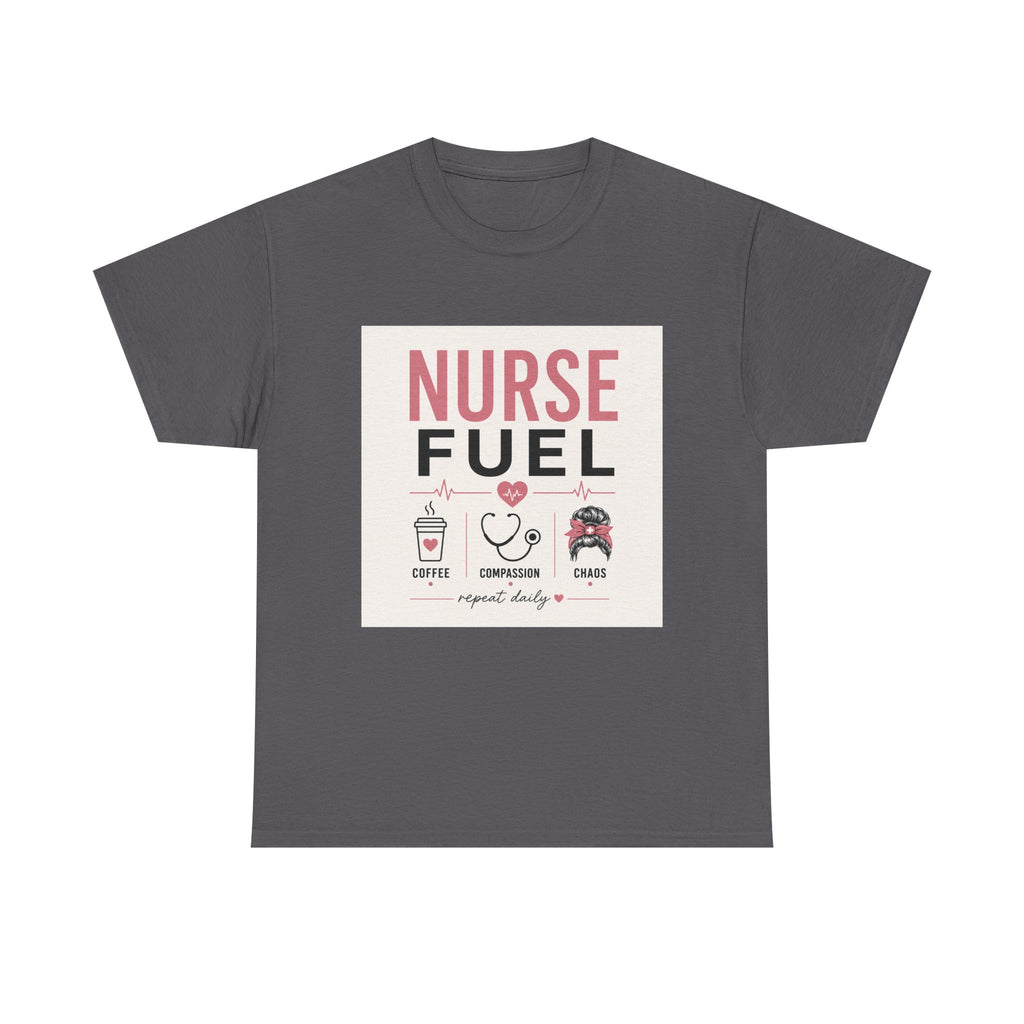 Nurse Fuel T-Shirt — Coffee, Stethoscope & Chaos Graphic Tee for Nurses