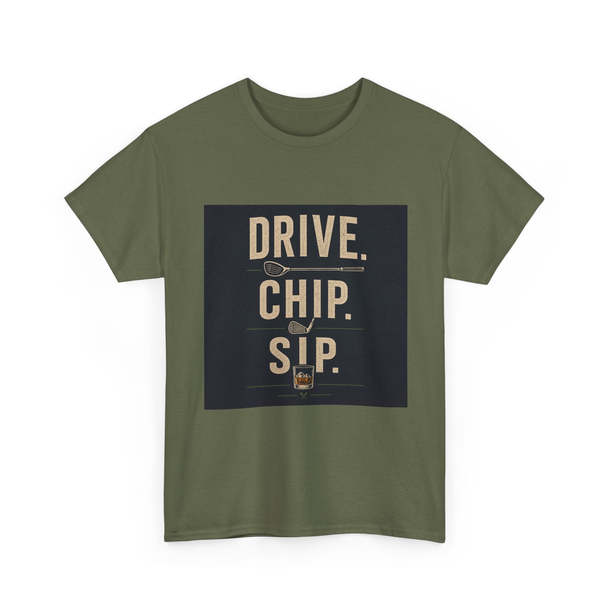 Drive. Chip. Sip. Golf Graphic Tee — Funny Golf Shirt for Players & Fans