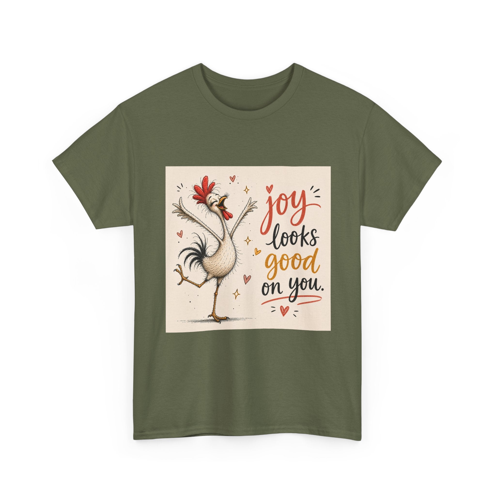 Joy Looks Good On You T‑Shirt — Cheerful Rooster Graphic Tee
