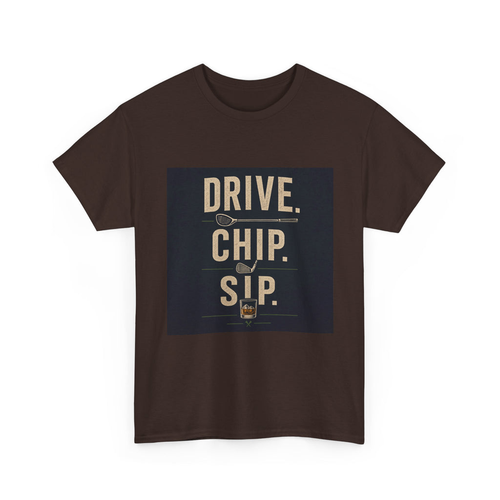Drive. Chip. Sip. Golf Graphic Tee — Funny Golf Shirt for Players & Fans
