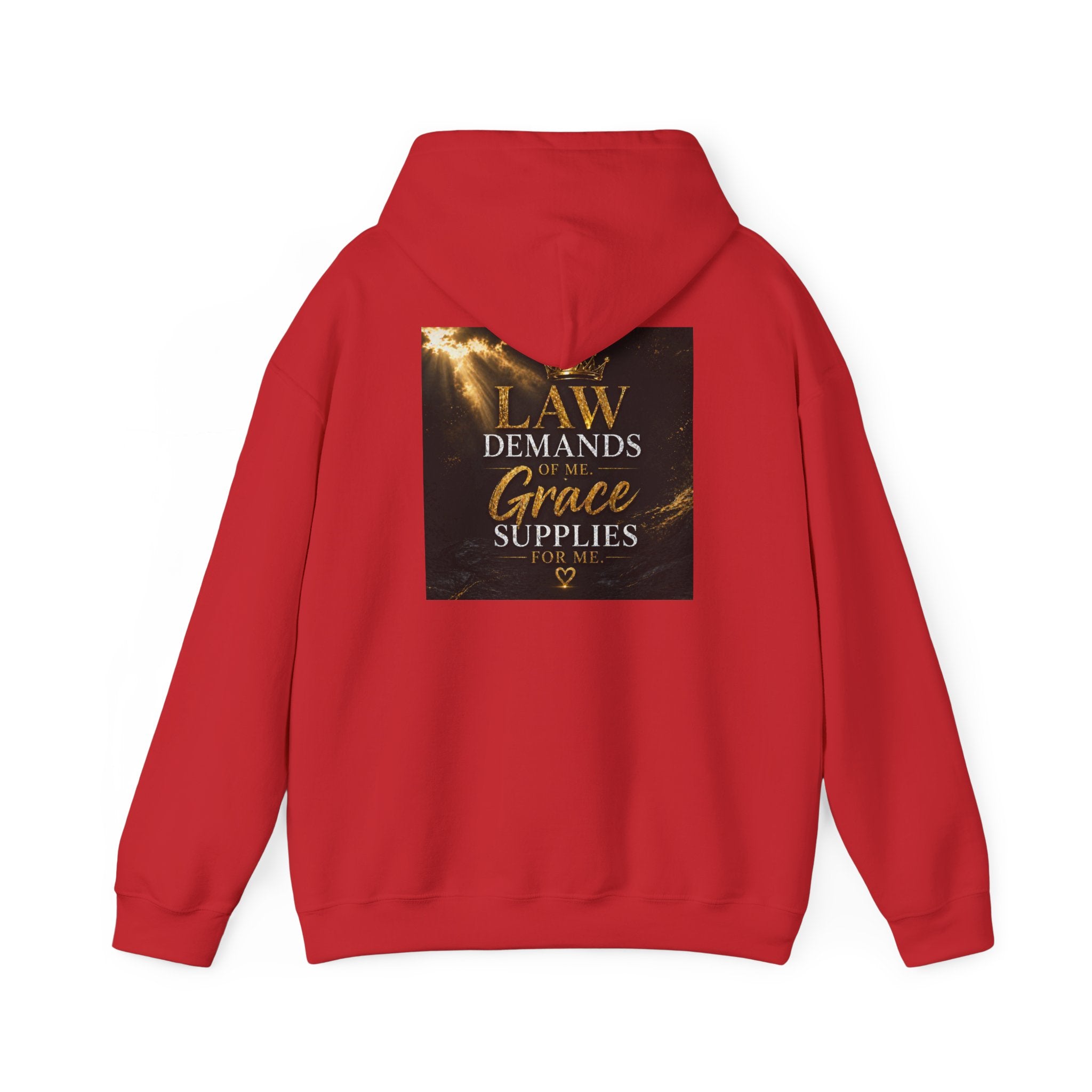 Hoodie — "Law Demands, Grace Supplies" Inspirational Christian Pullover