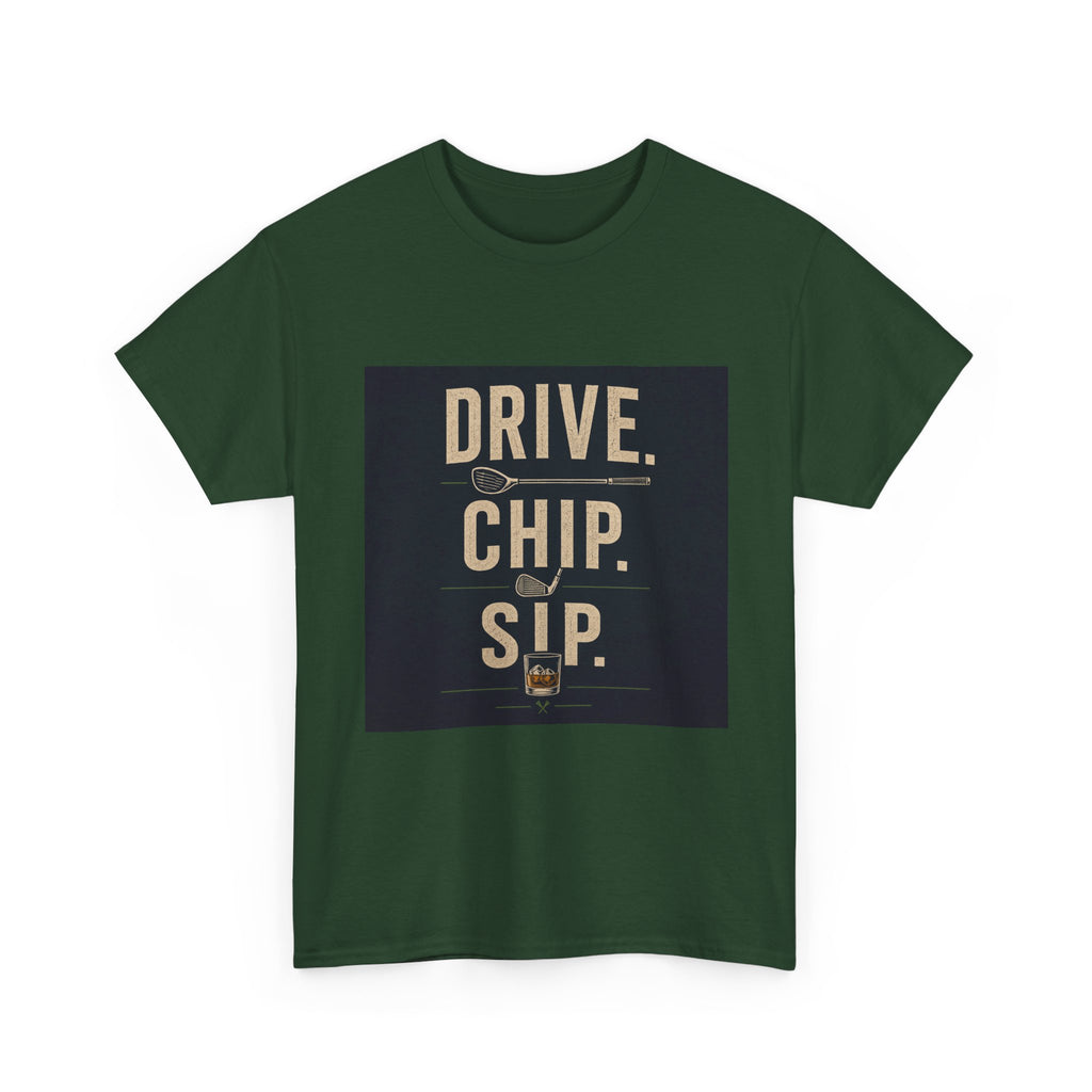 Drive. Chip. Sip. Golf Graphic Tee — Funny Golf Shirt for Players & Fans