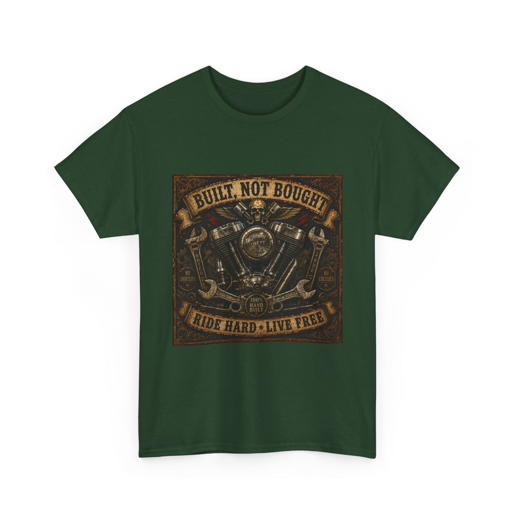 Built Not Bought Motorcycle Tee — Vintage 'Ride Hard, Live Free' Biker Shirt