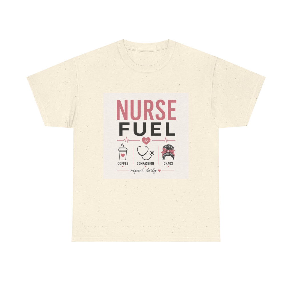 Nurse Fuel T-Shirt — Coffee, Stethoscope & Chaos Graphic Tee for Nurses