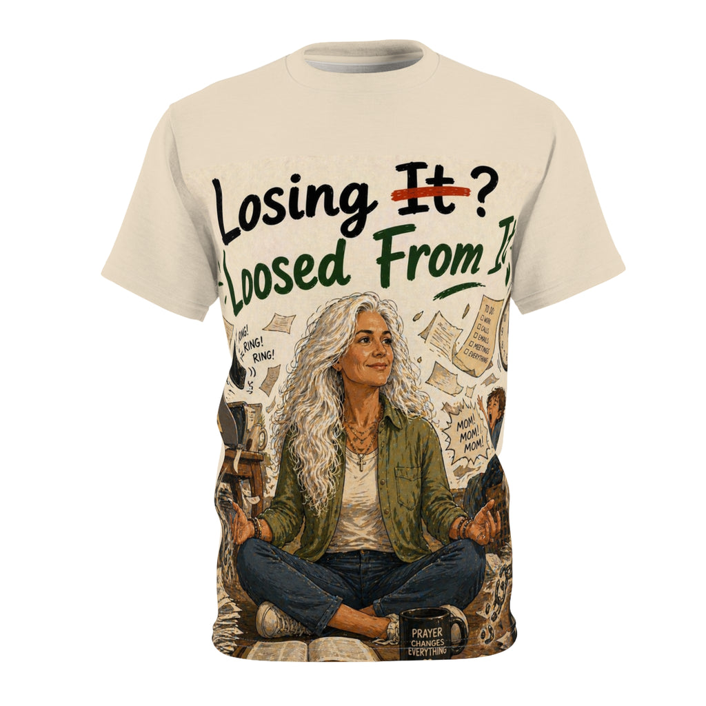 Meditative Mom T‑Shirt — "Losing It? Loosed From It" Stress‑Relief Graphic Tee