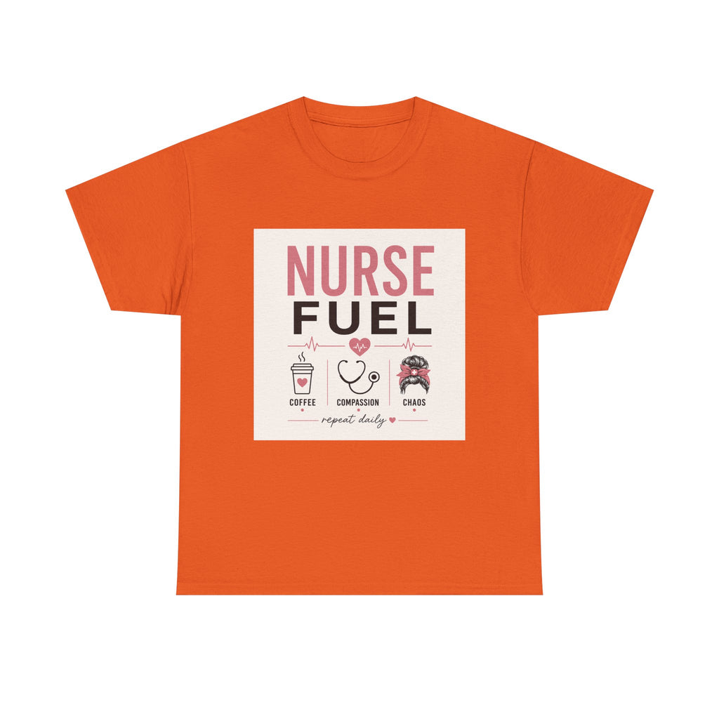 Nurse Fuel T-Shirt — Coffee, Stethoscope & Chaos Graphic Tee for Nurses