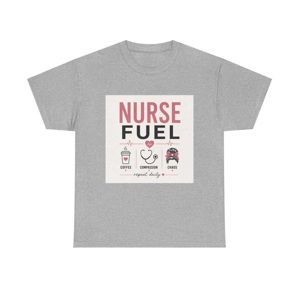 Nurse Fuel T-Shirt — Coffee, Stethoscope & Chaos Graphic Tee for Nurses