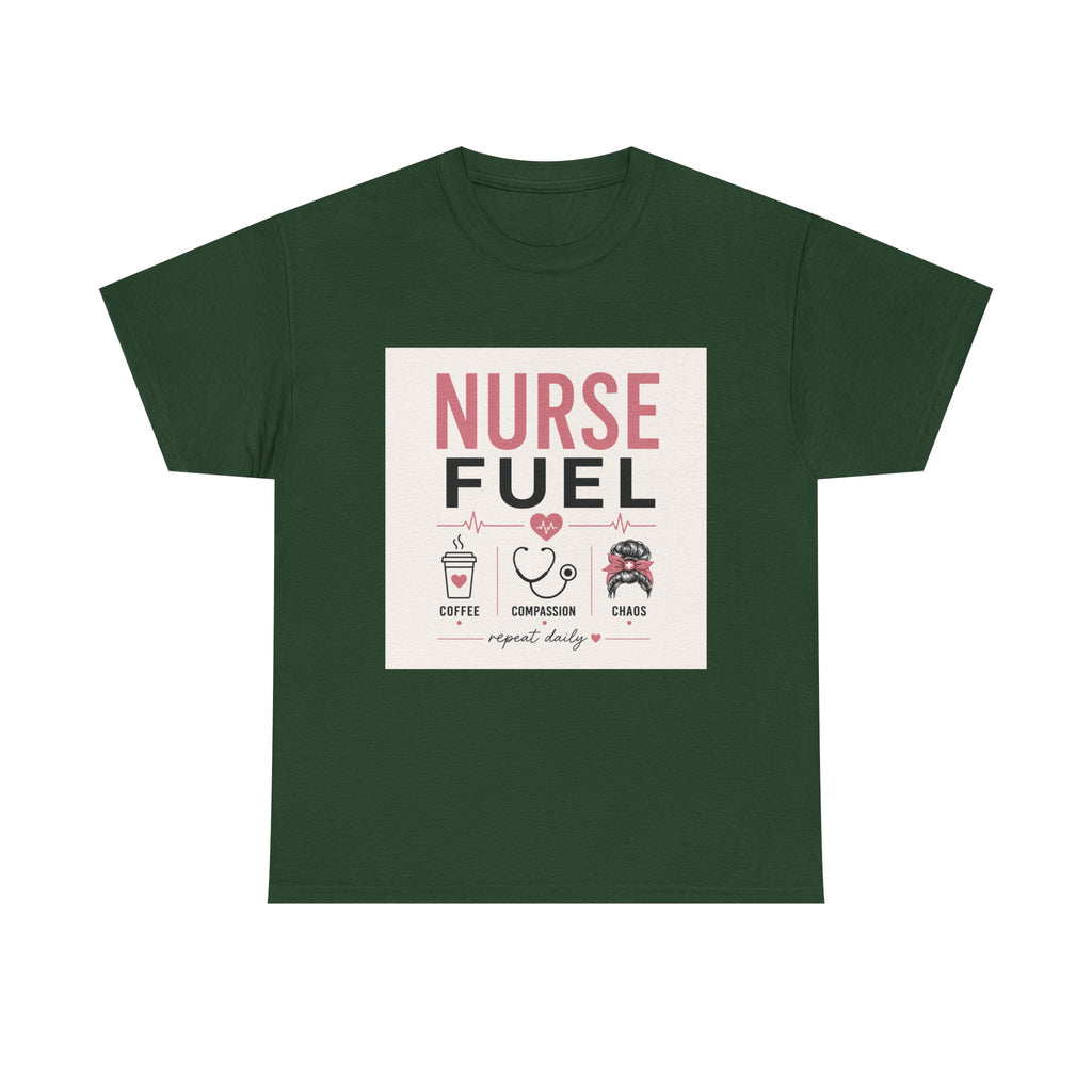 Nurse Fuel T-Shirt — Coffee, Stethoscope & Chaos Graphic Tee for Nurses