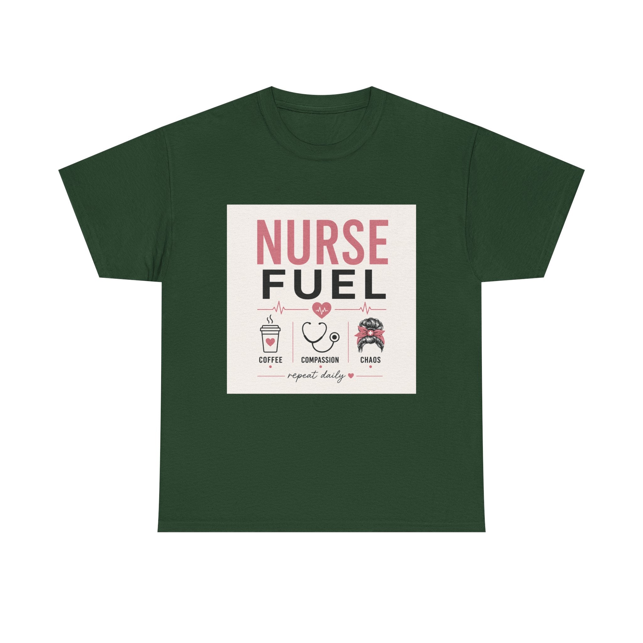 Nurse Fuel T-Shirt — Coffee, Stethoscope & Chaos Graphic Tee for Nurses