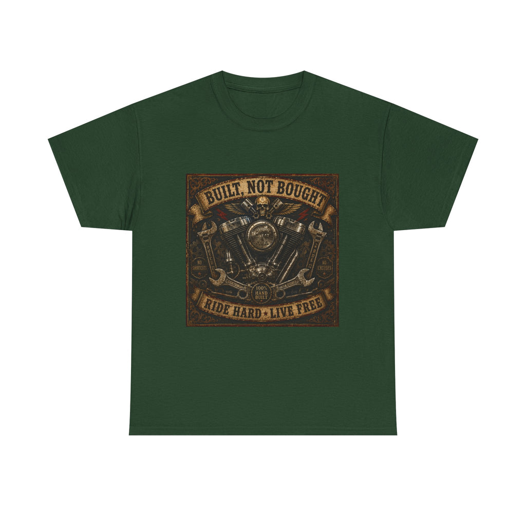 Built Not Bought Motorcycle Tee — Vintage 'Ride Hard, Live Free' Biker Shirt
