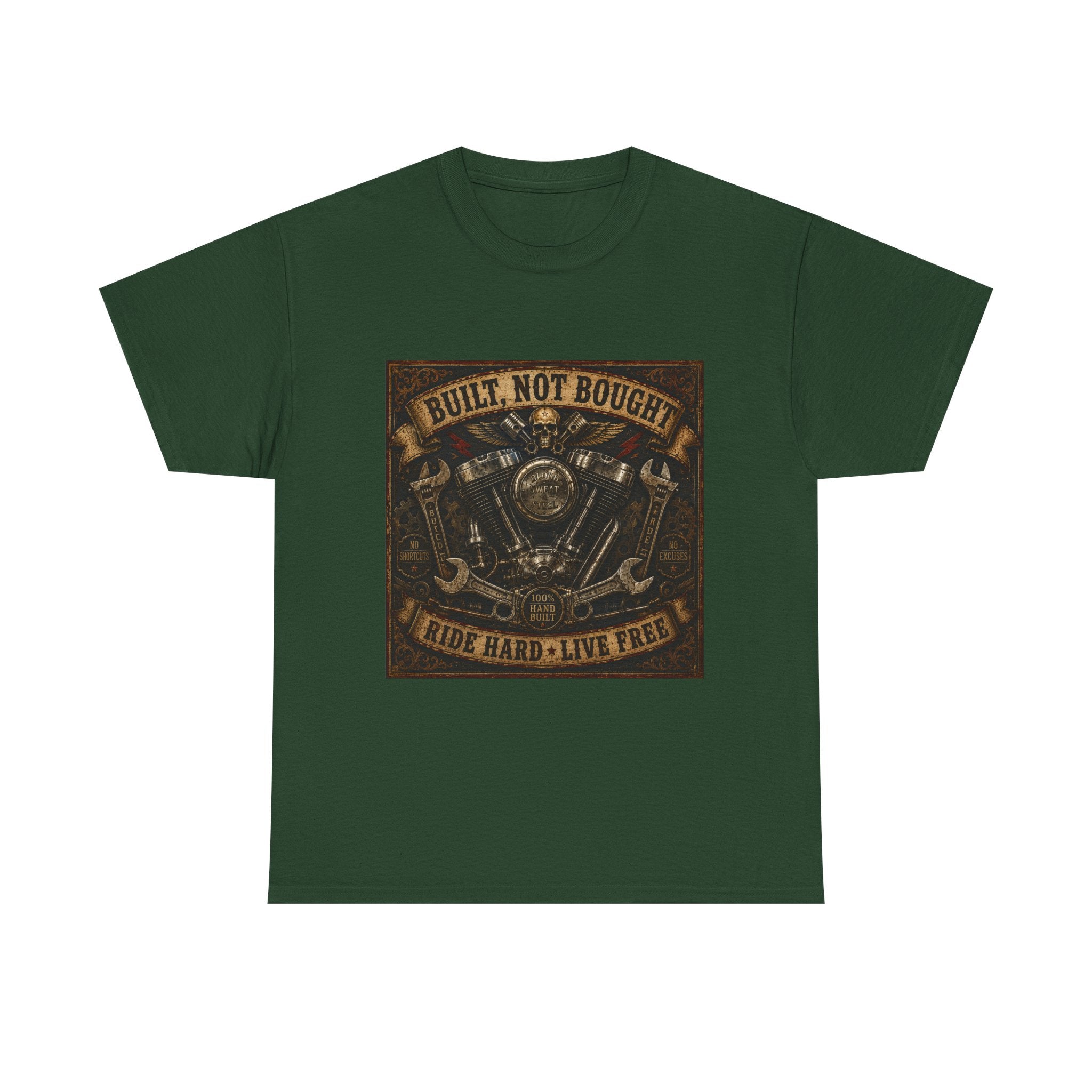 Built Not Bought Motorcycle Tee — Vintage 'Ride Hard, Live Free' Biker Shirt