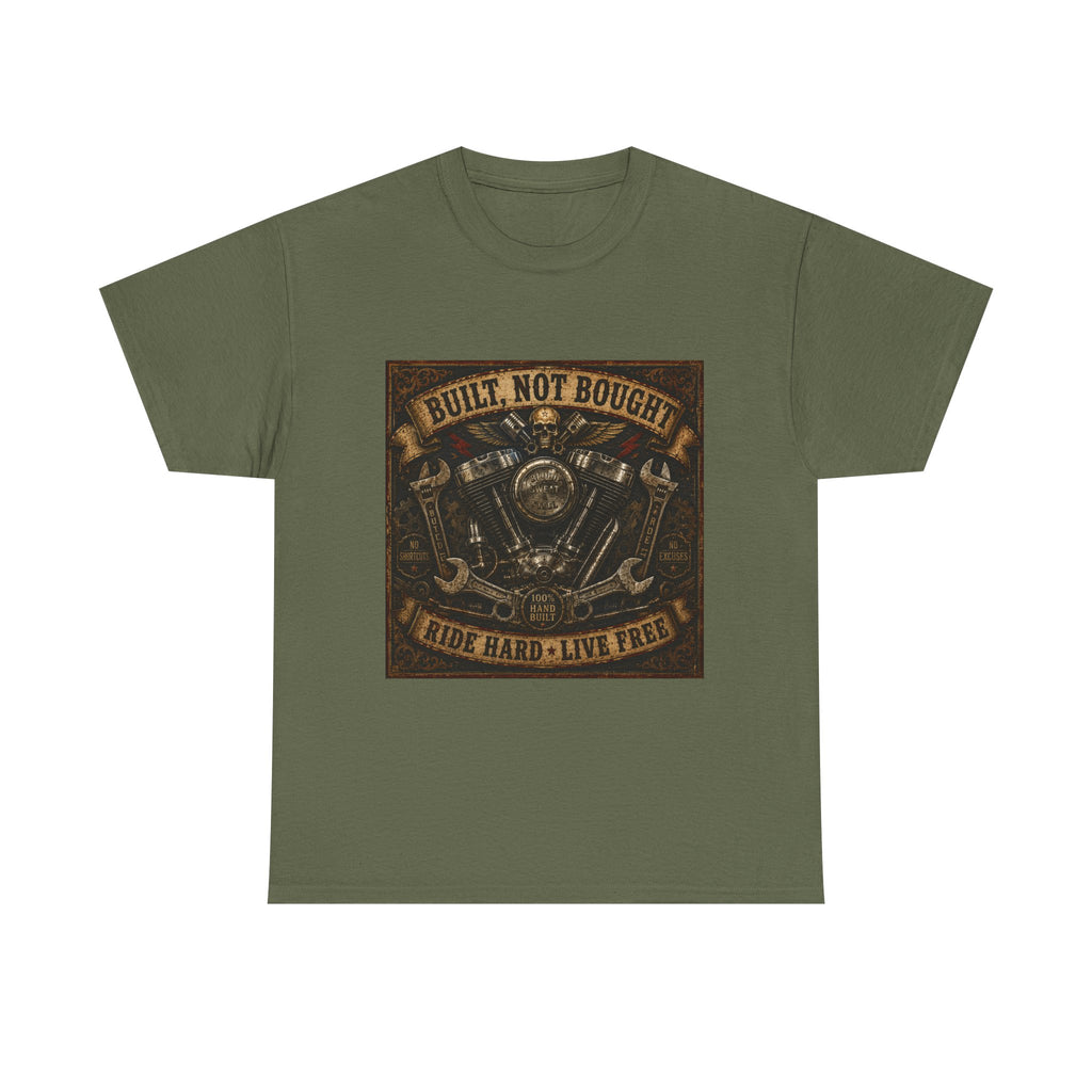 Built Not Bought Motorcycle Tee — Vintage 'Ride Hard, Live Free' Biker Shirt